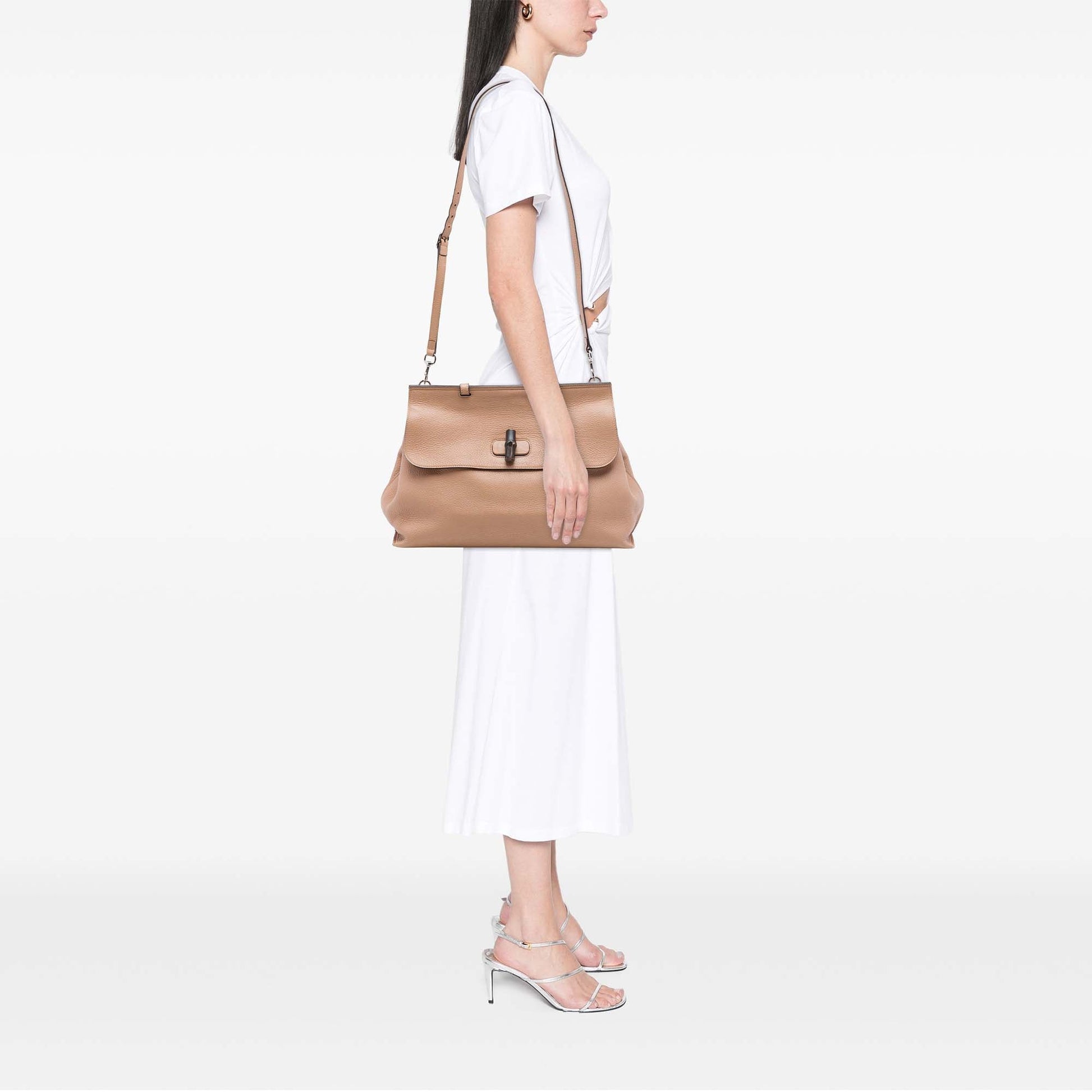 Gucci Large Calfskin Bamboo Daily Satchel