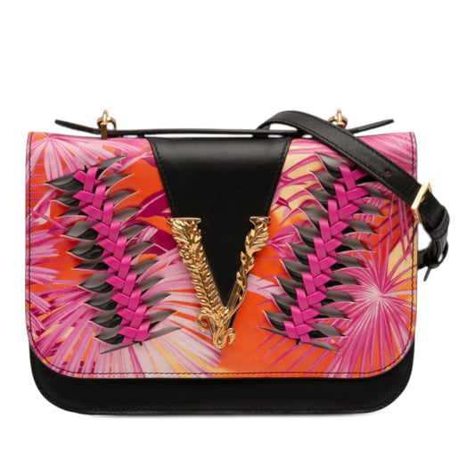 Versace Calfskin Jungle Weave Virtus Satchel