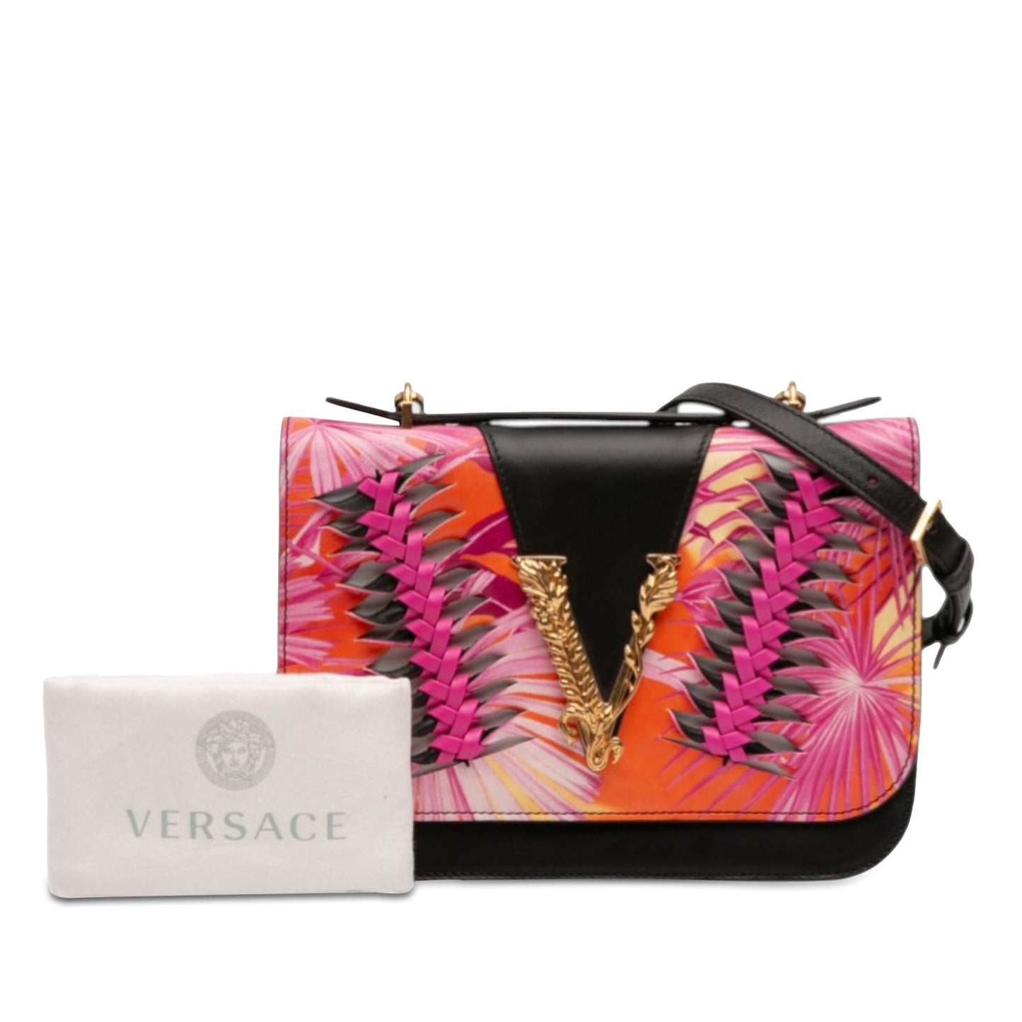 Versace Calfskin Jungle Weave Virtus Satchel