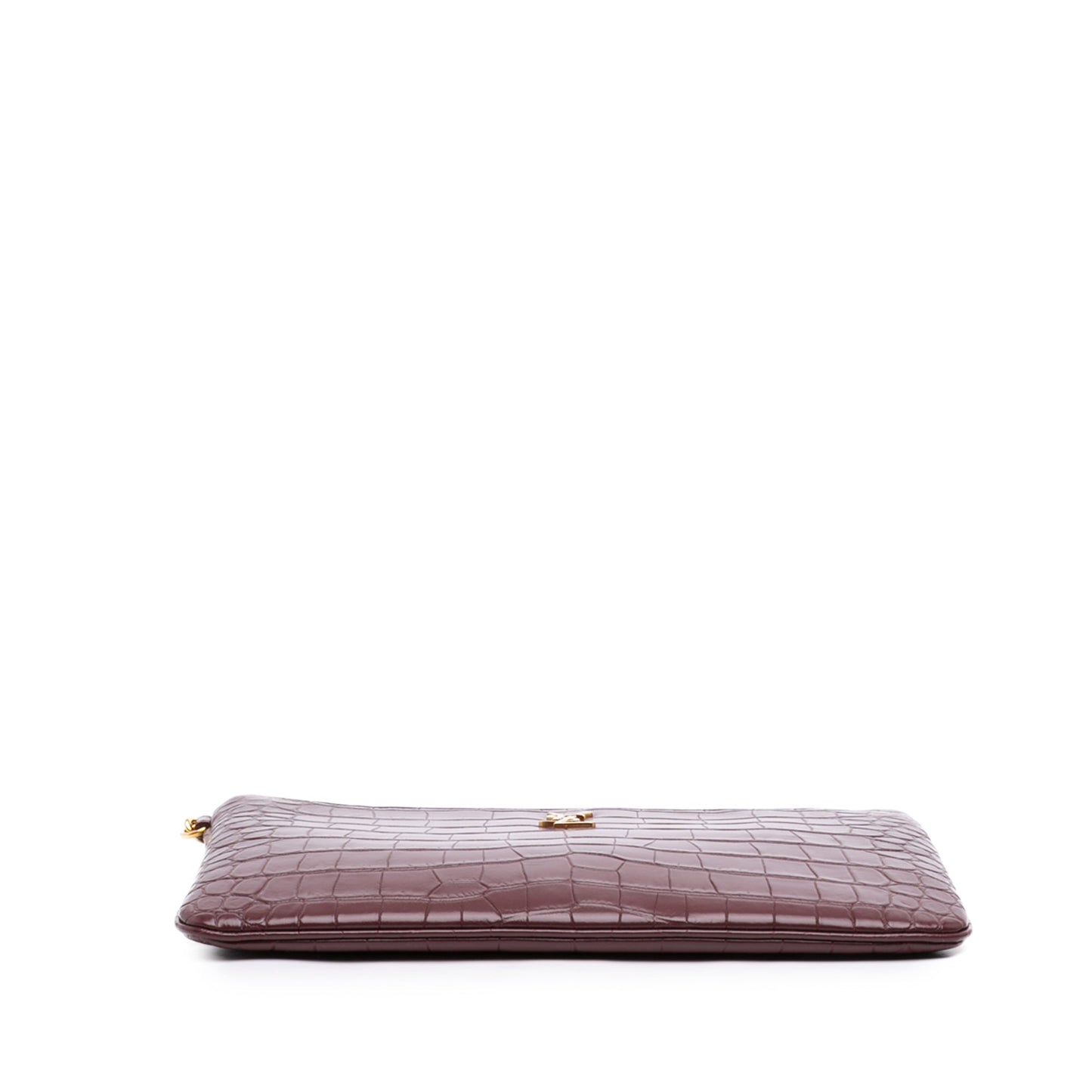Saint Laurent Croc Embossed Calfskin Monogram Tablet Pouch