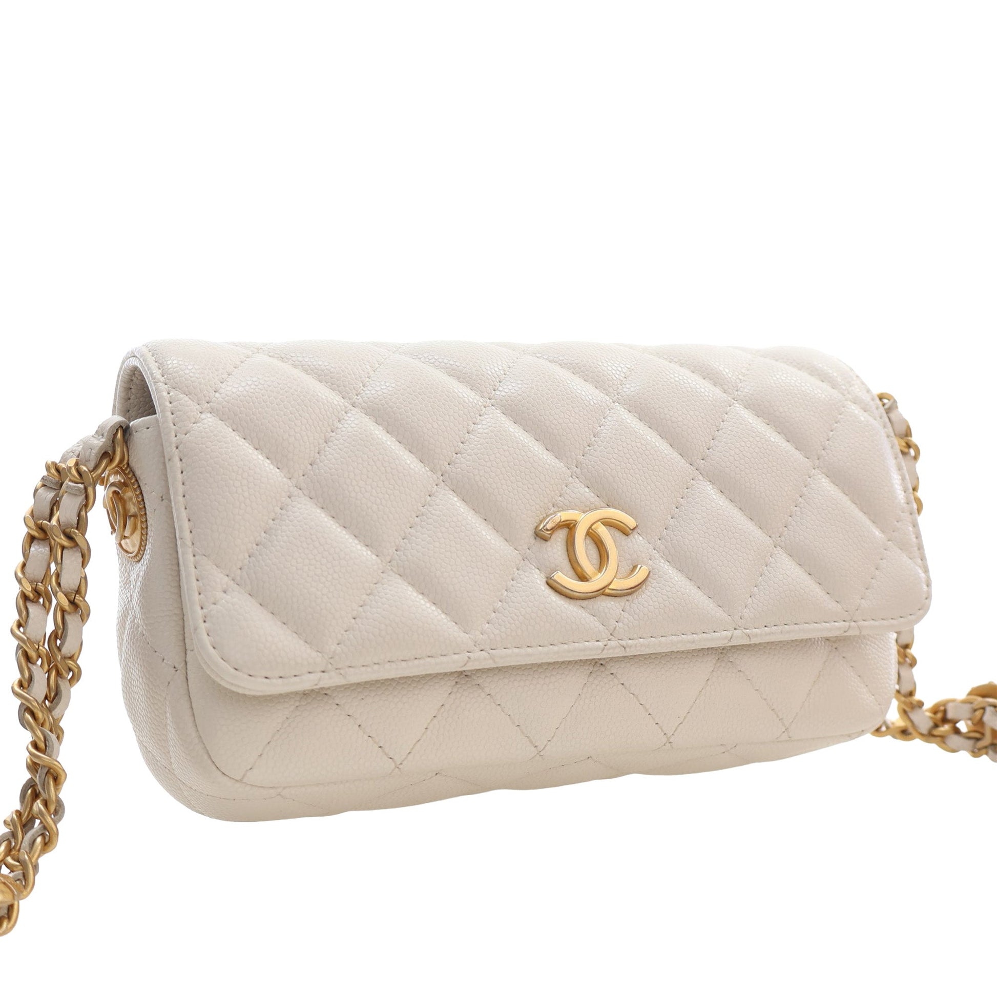 Chanel Small CC Quilted Caviar Twist Your Buttons Flap