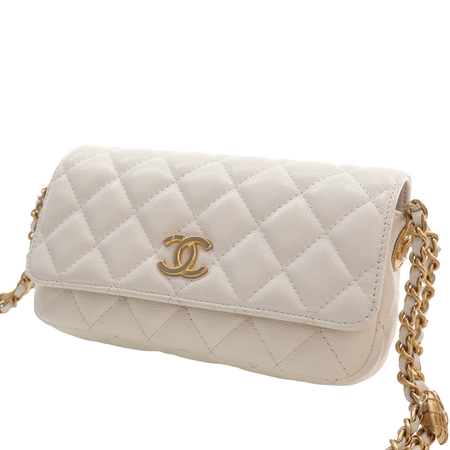 Chanel Small CC Quilted Caviar Twist Your Buttons Flap