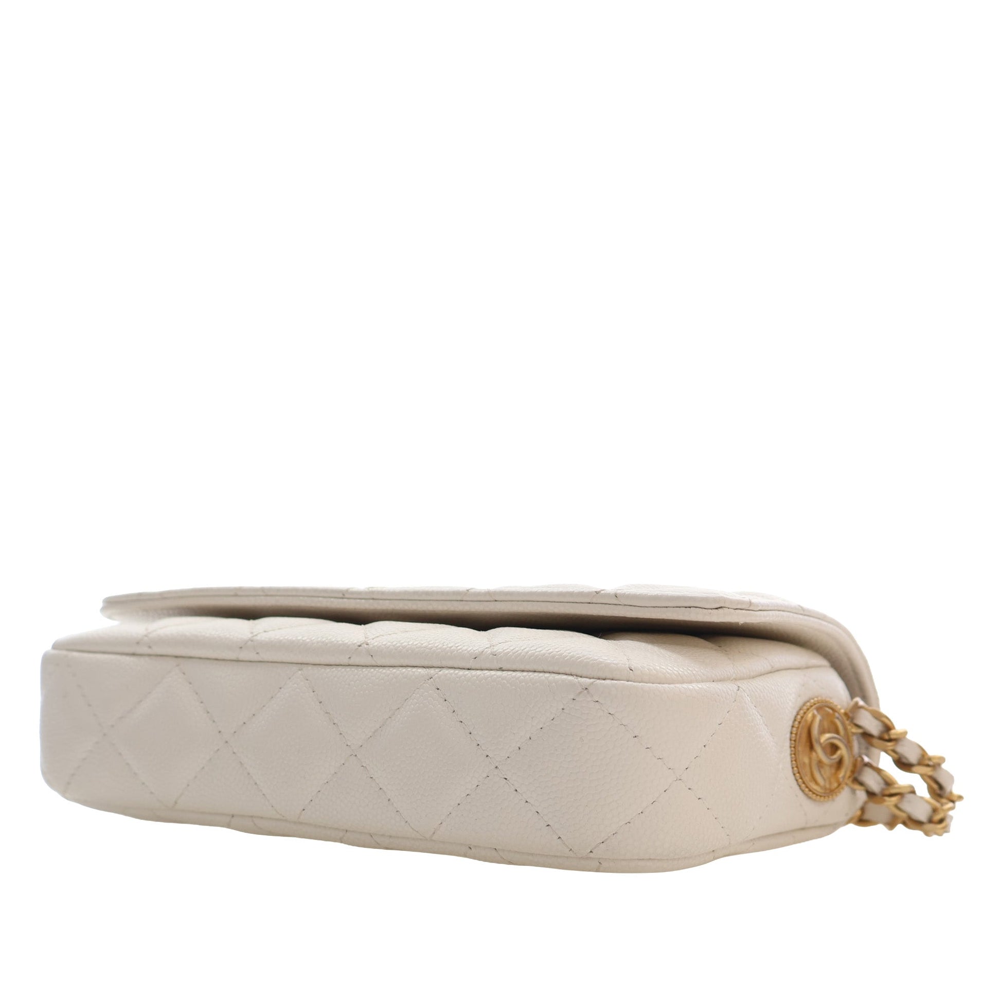 Chanel Small CC Quilted Caviar Twist Your Buttons Flap