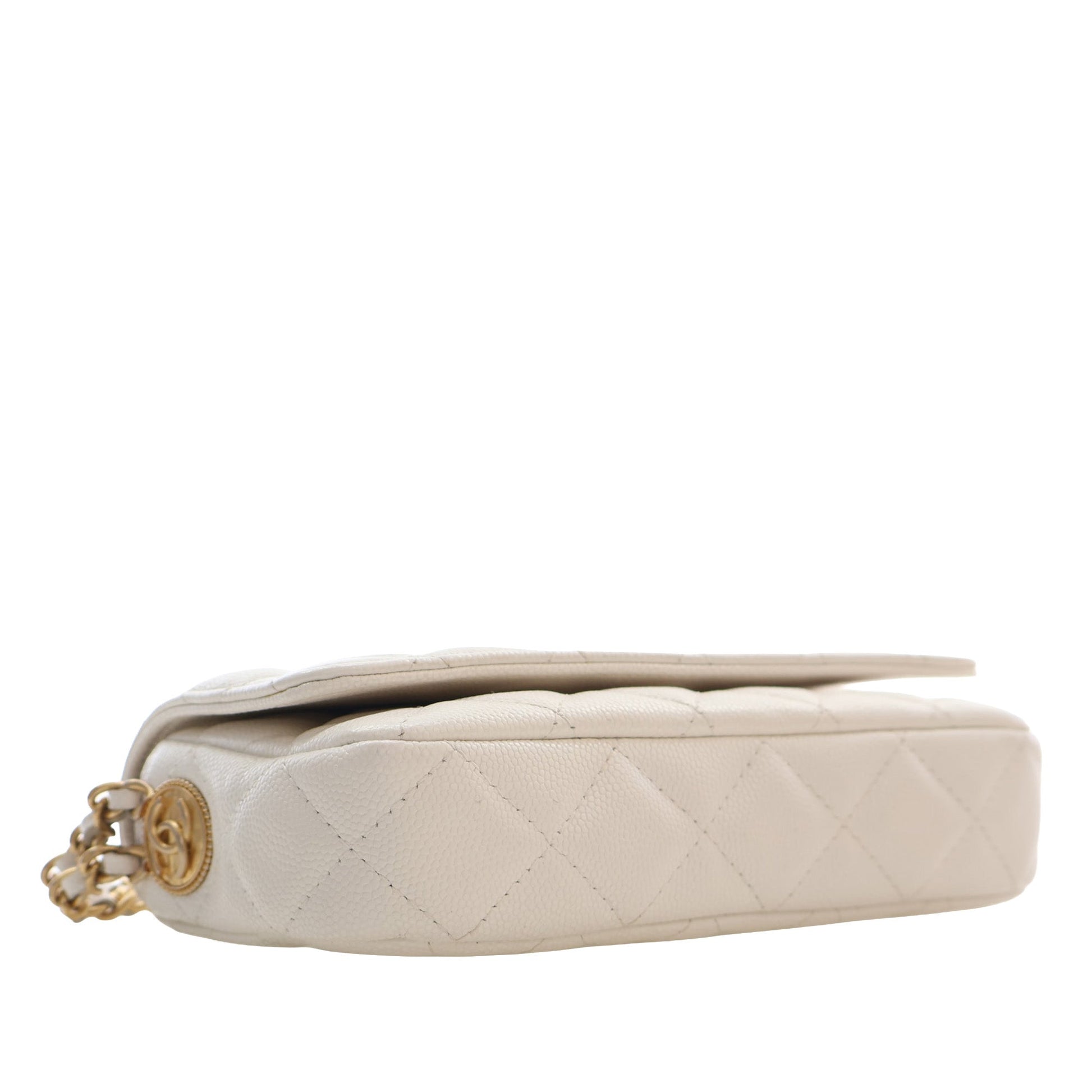 Chanel Small CC Quilted Caviar Twist Your Buttons Flap
