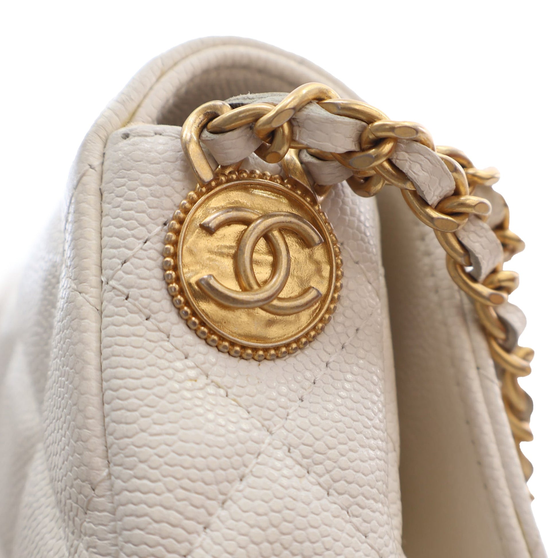 Chanel Small CC Quilted Caviar Twist Your Buttons Flap