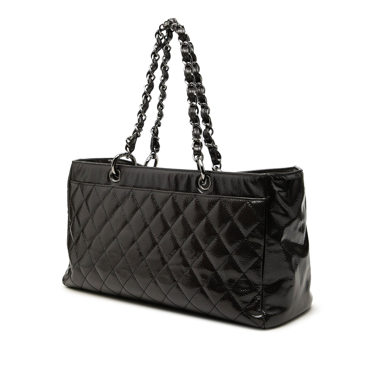 Chanel Small Reissue 2.55 Coated Caviar Diamond Shine Tote — Black