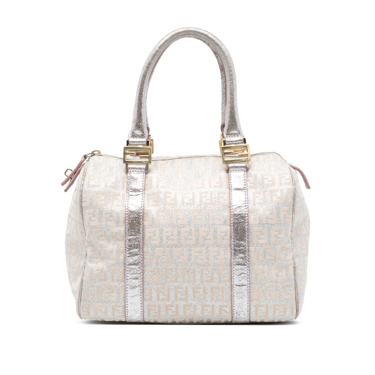 Fendi Mini Zucchino Metallic Canvas Forever Bauletto Boston Bag