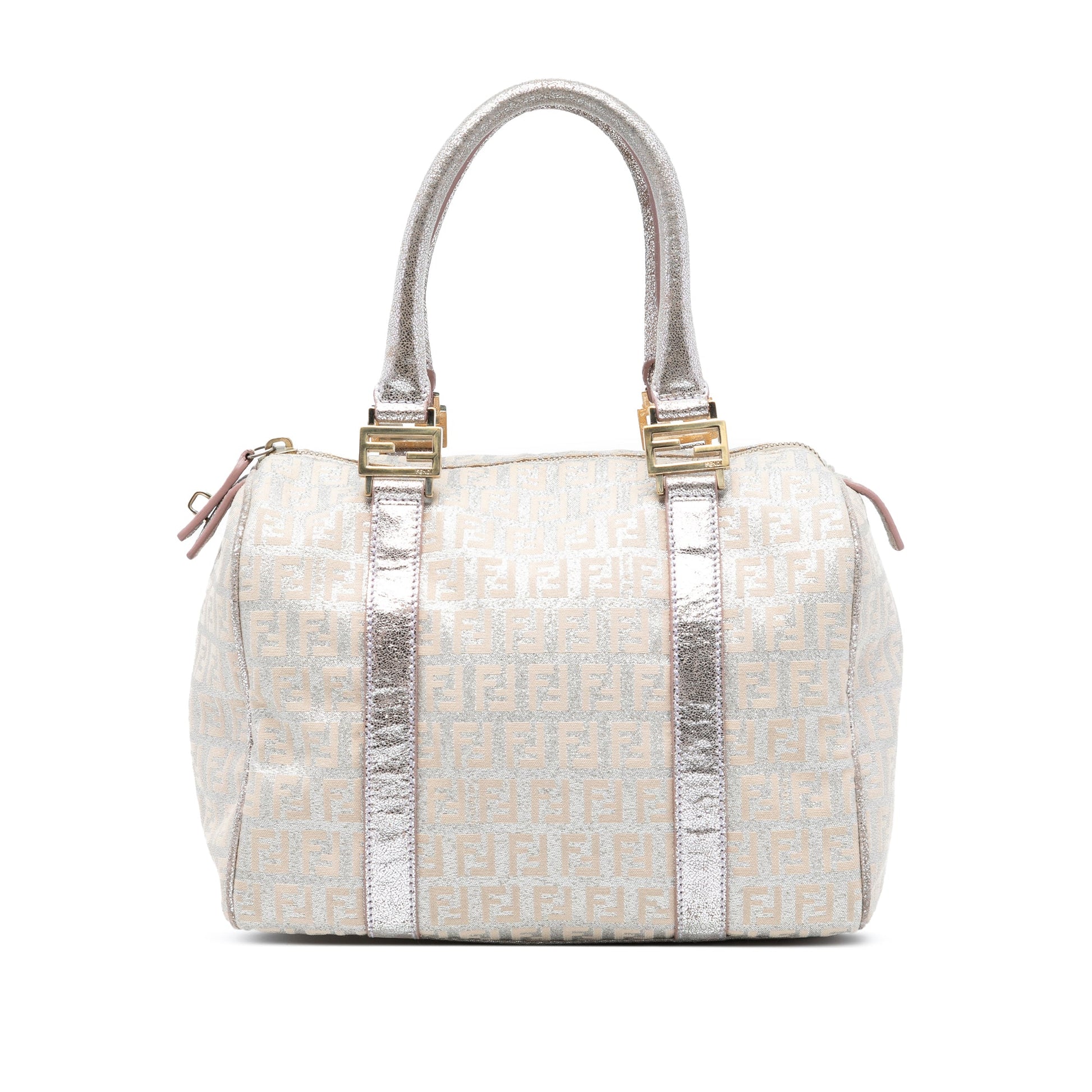 Fendi Mini Zucchino Metallic Canvas Forever Bauletto Boston Bag