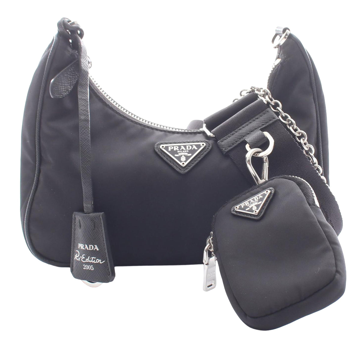 Prada Tessuto Re Edition 2005 Chain Shoulder Bag — Black
