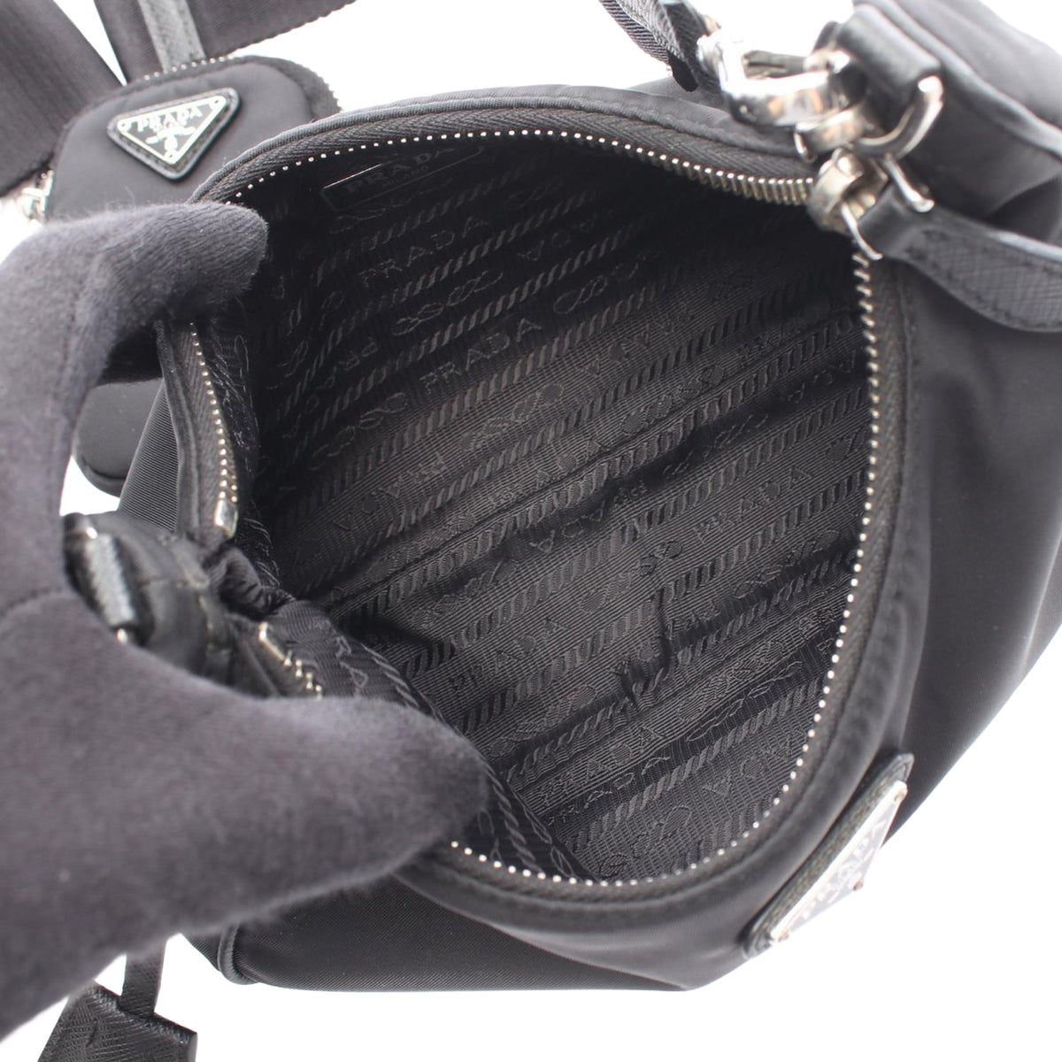 Prada Tessuto Re Edition 2005 Chain Shoulder Bag — Black