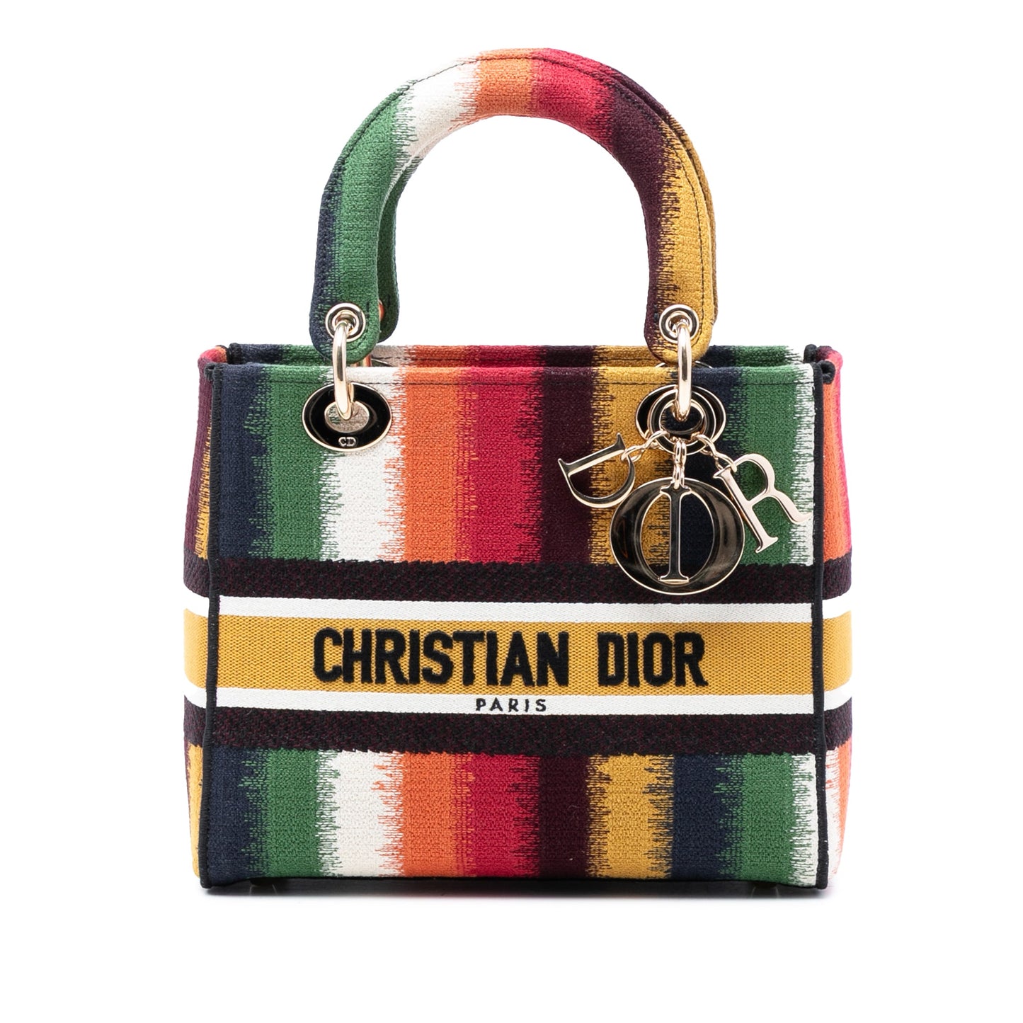 Dior Medium Embroidered Multicolor Canvas Striped Lady D Lite