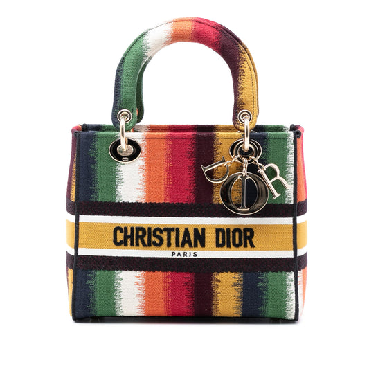 Dior Medium Embroidered Multicolor Canvas Striped Lady D Lite