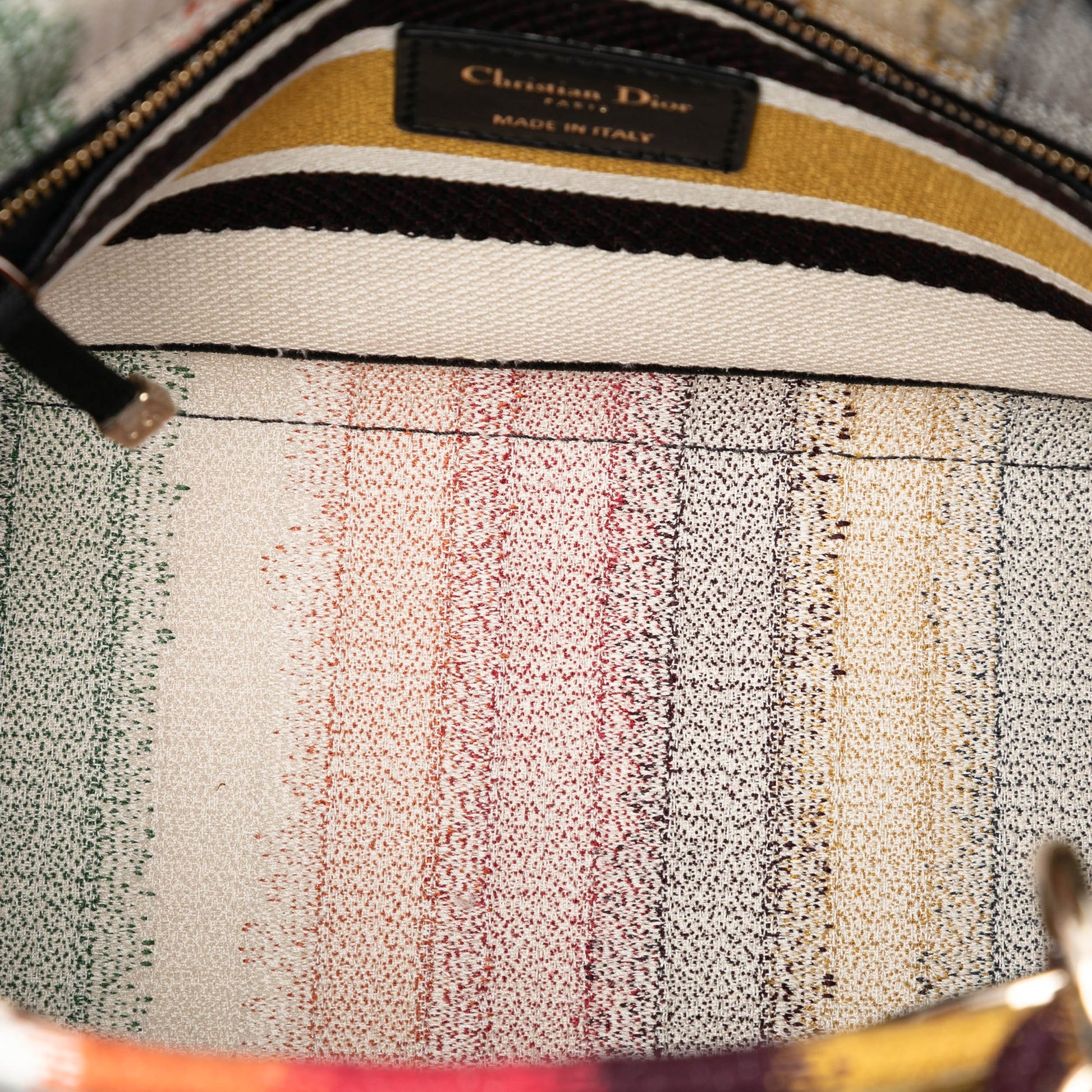 Dior Medium Embroidered Multicolor Canvas Striped Lady D Lite