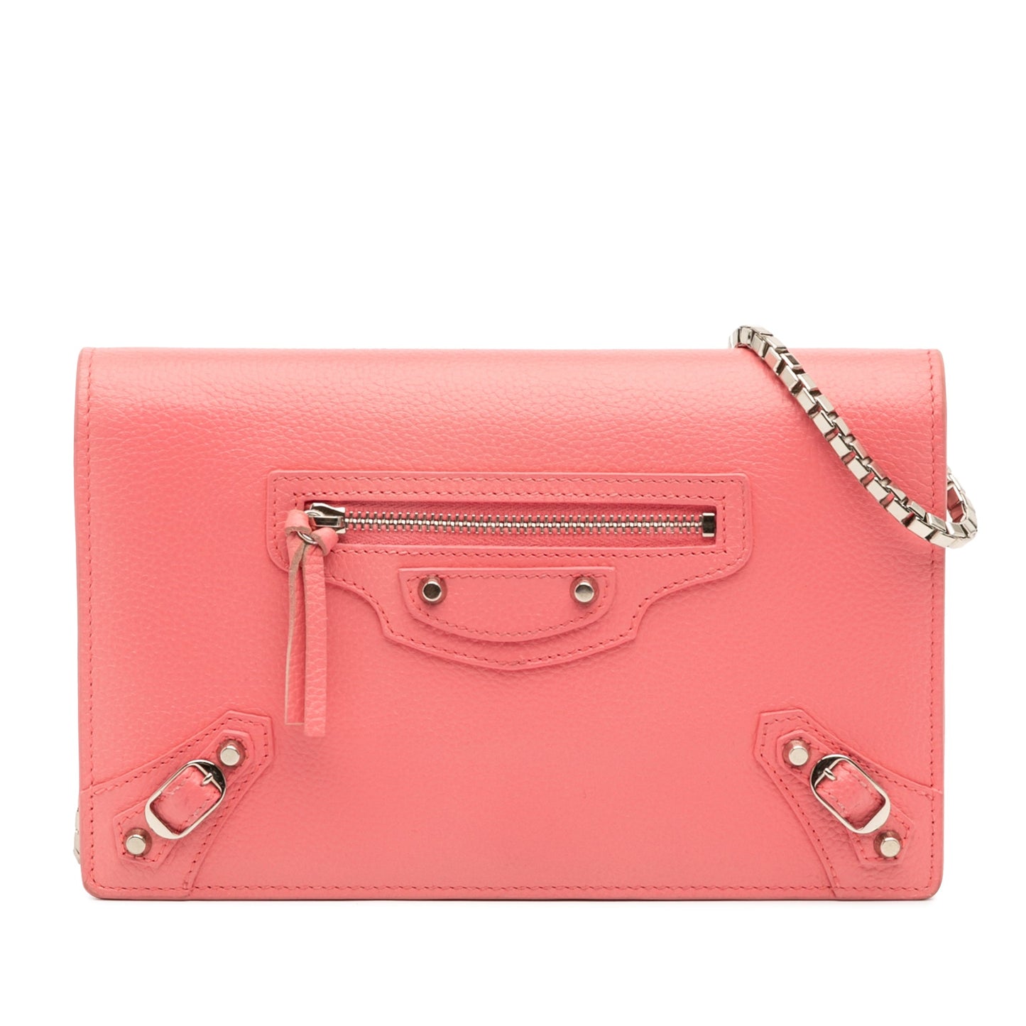 Balenciaga Grained Calfskin Motocross Classic Wallet on Chain
