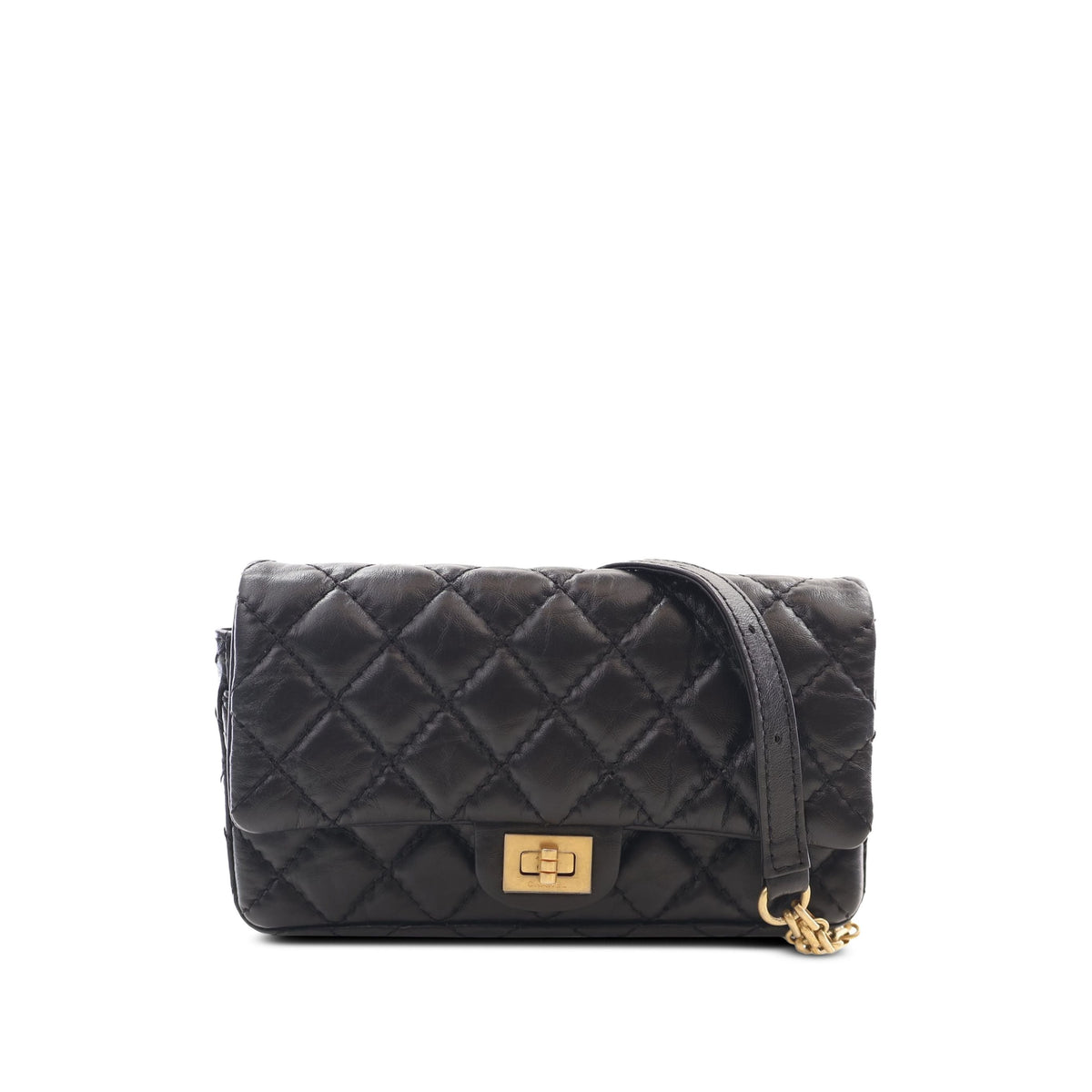 Chanel Quilted Aged Calfskin Reissue 2.55 Flap Belt Bag — Black