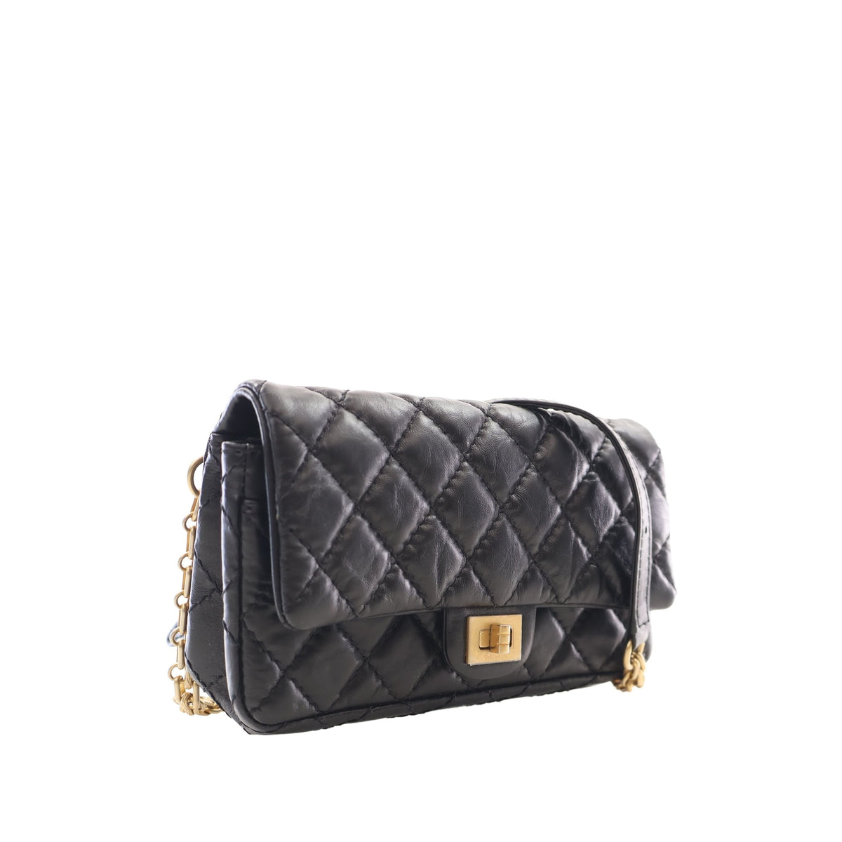 Chanel Quilted Aged Calfskin Reissue 2.55 Flap Belt Bag — Black