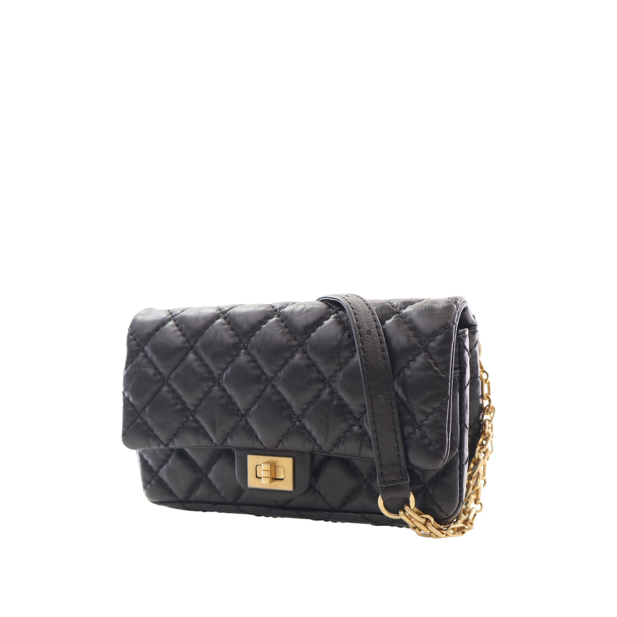 Chanel Quilted Aged Calfskin Reissue 2.55 Flap Belt Bag — Black