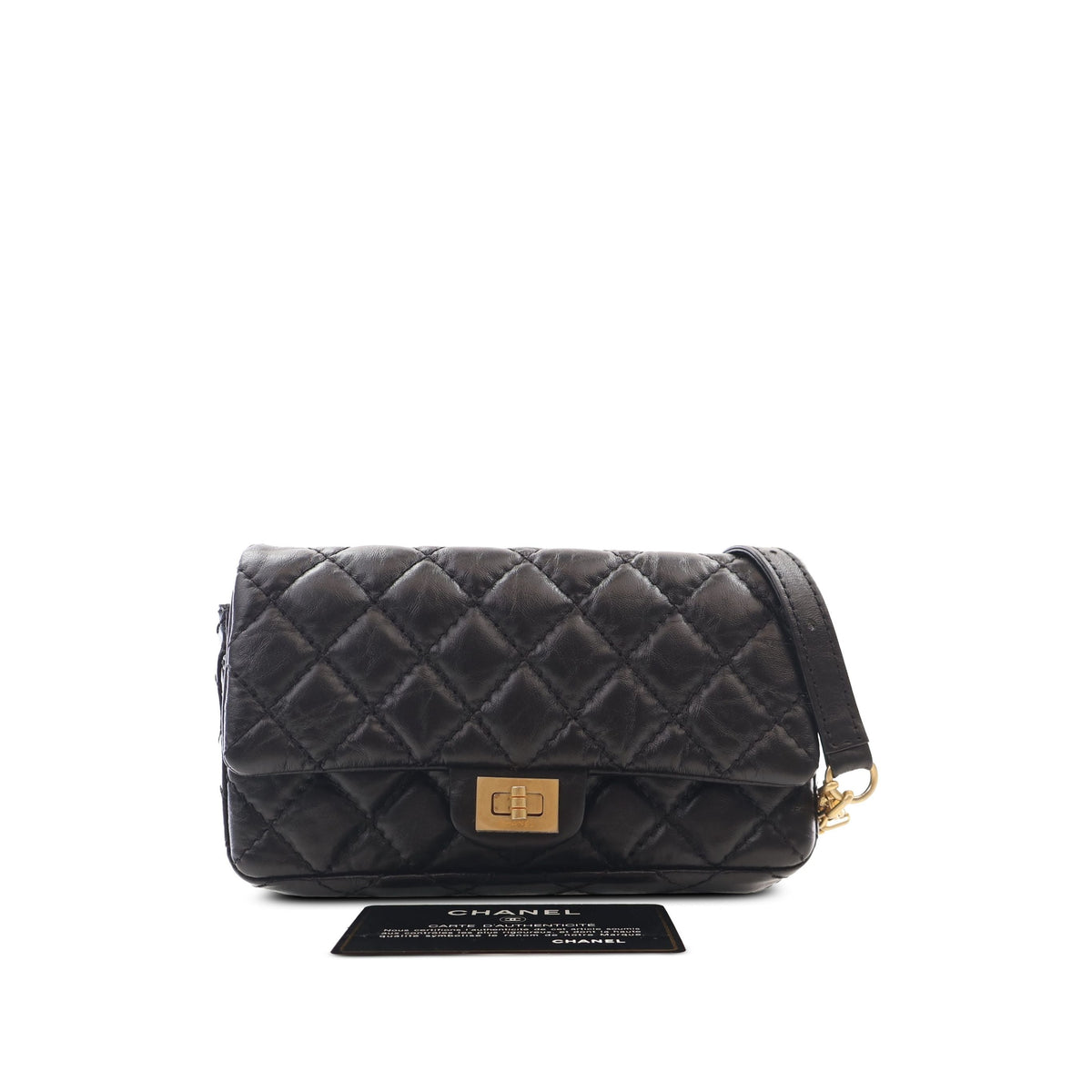 Chanel Quilted Aged Calfskin Reissue 2.55 Flap Belt Bag — Black