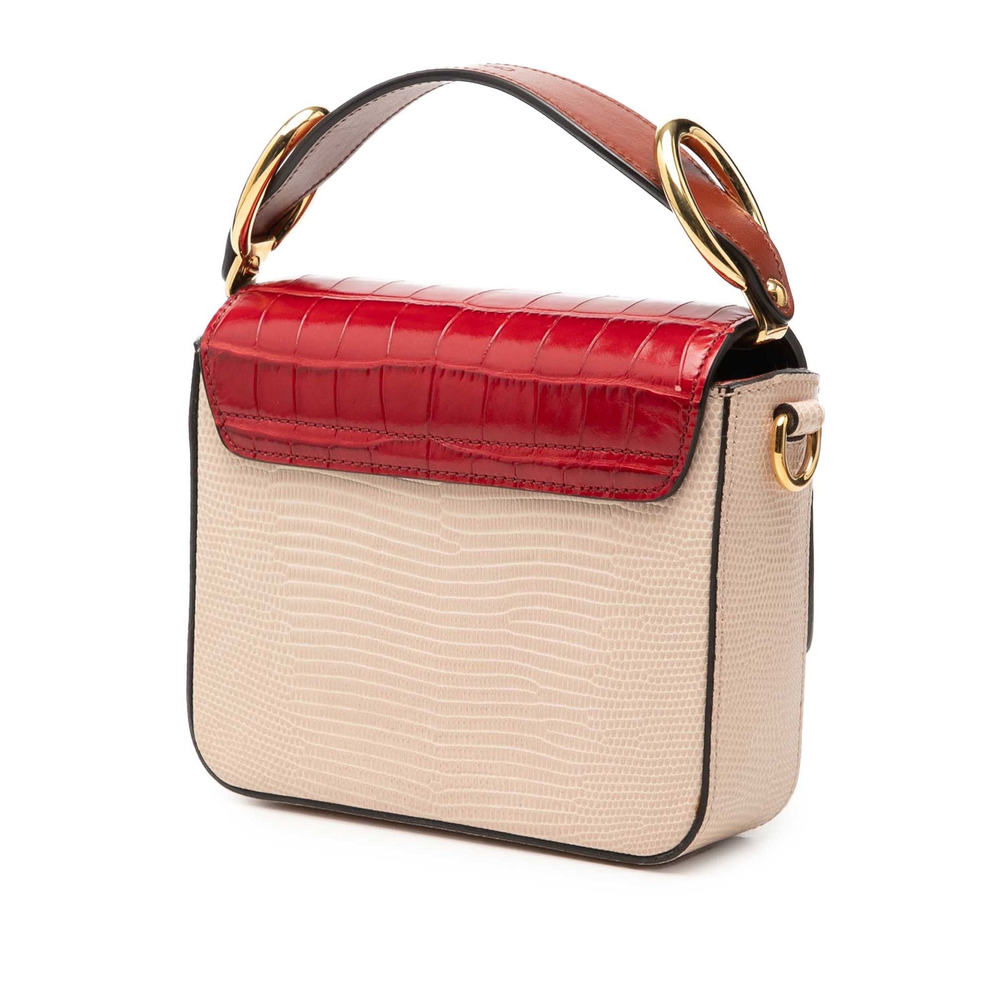 Chloé Mini Bicolor Croc Embossed Calfskin C Satchel