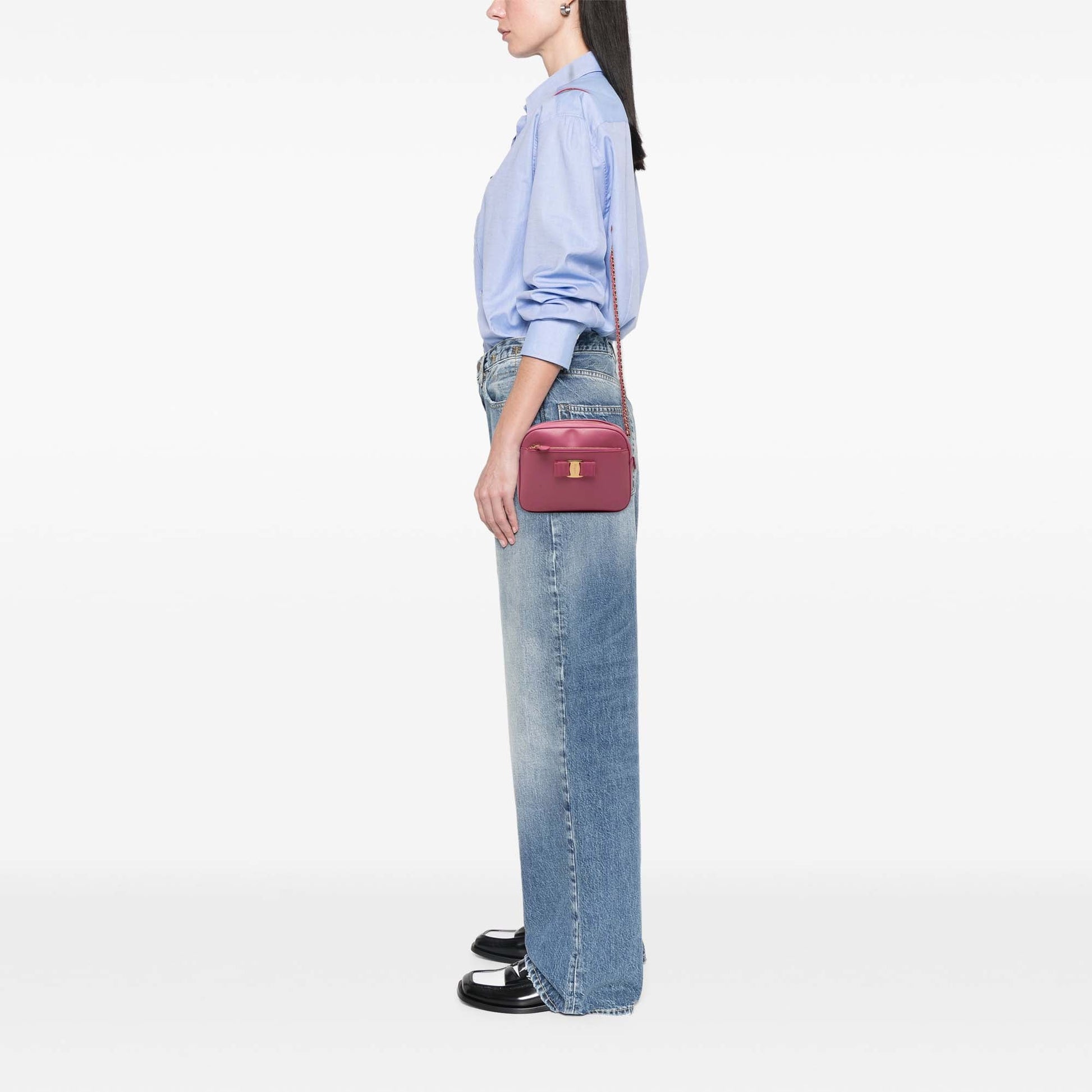 Ferragamo Leather Vara Bow Lydia Camera Bag