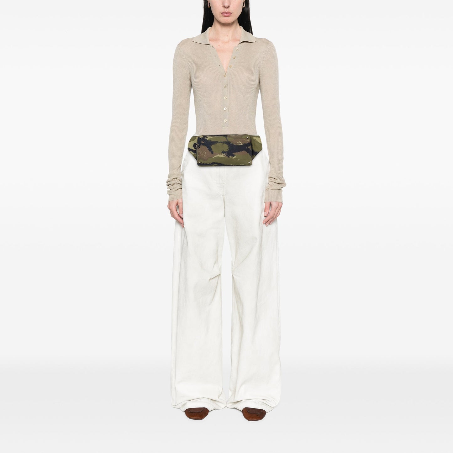 Valentino Nylon Rockstud Camouflage Belt Bag