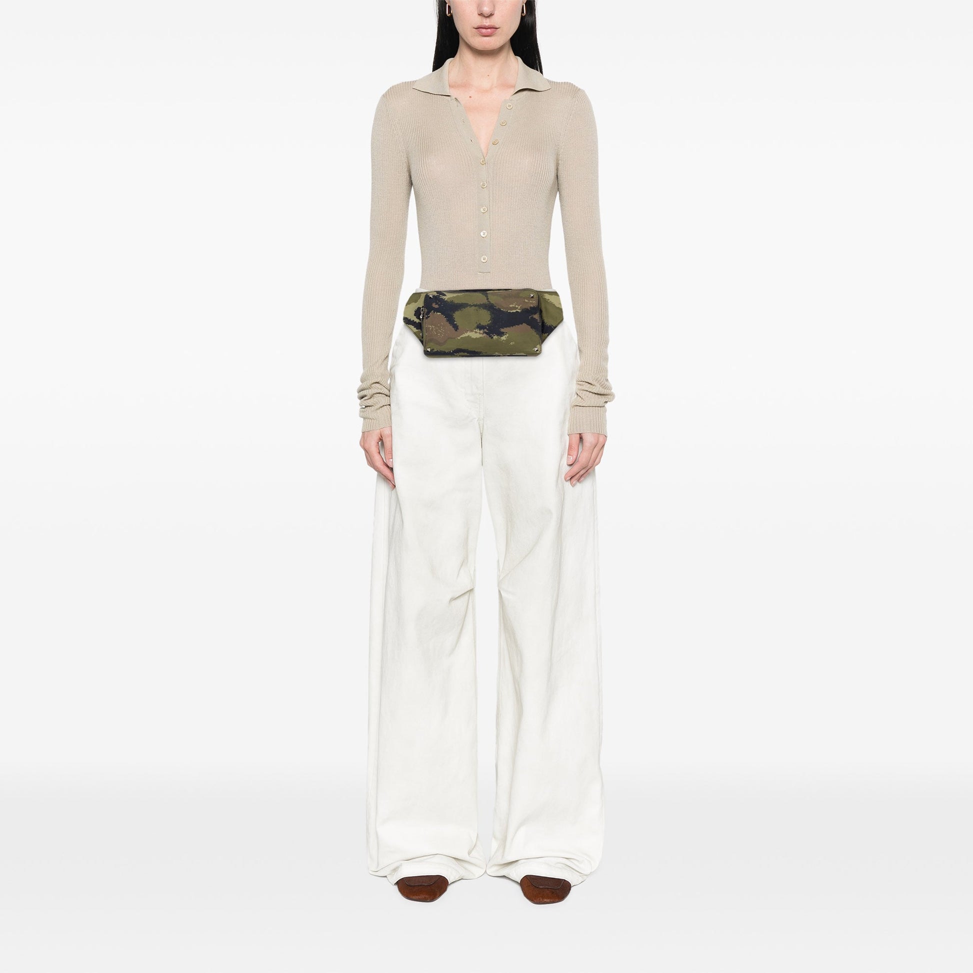 Valentino Nylon Rockstud Camouflage Belt Bag