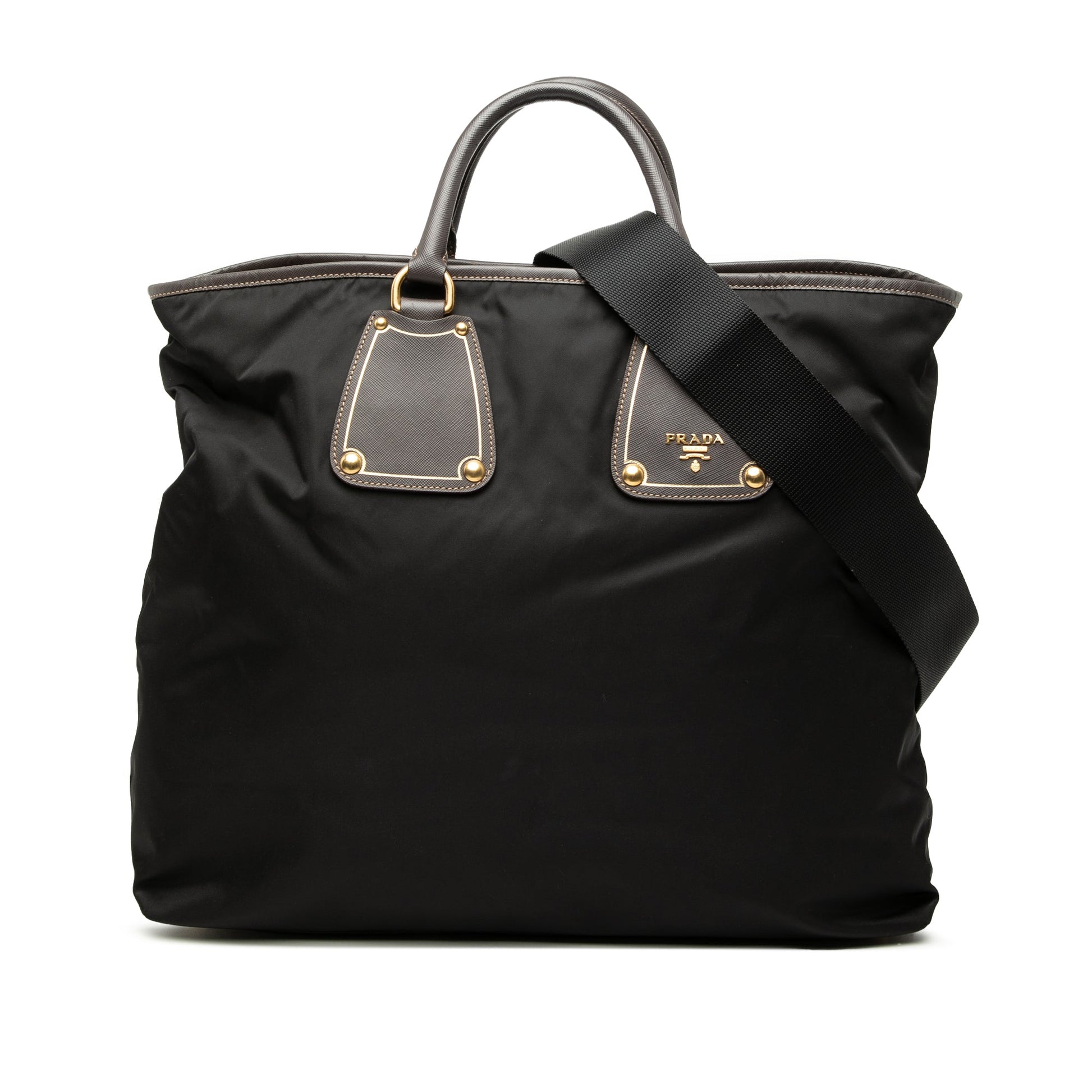 Prada Saffiano Trimmed Tessuto Satchel