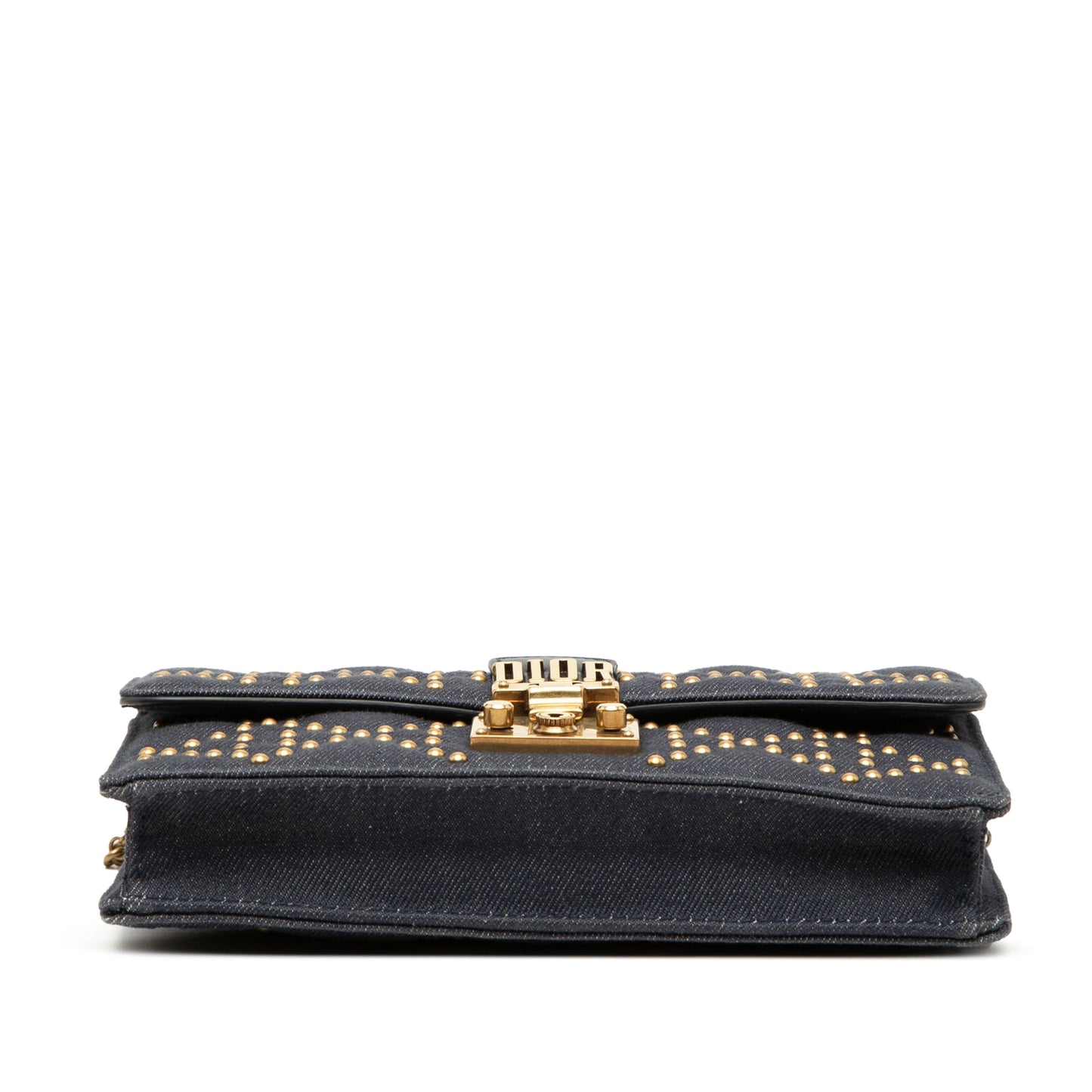 Dior Denim Cannage Studded DiorAddict Wallet on Chain