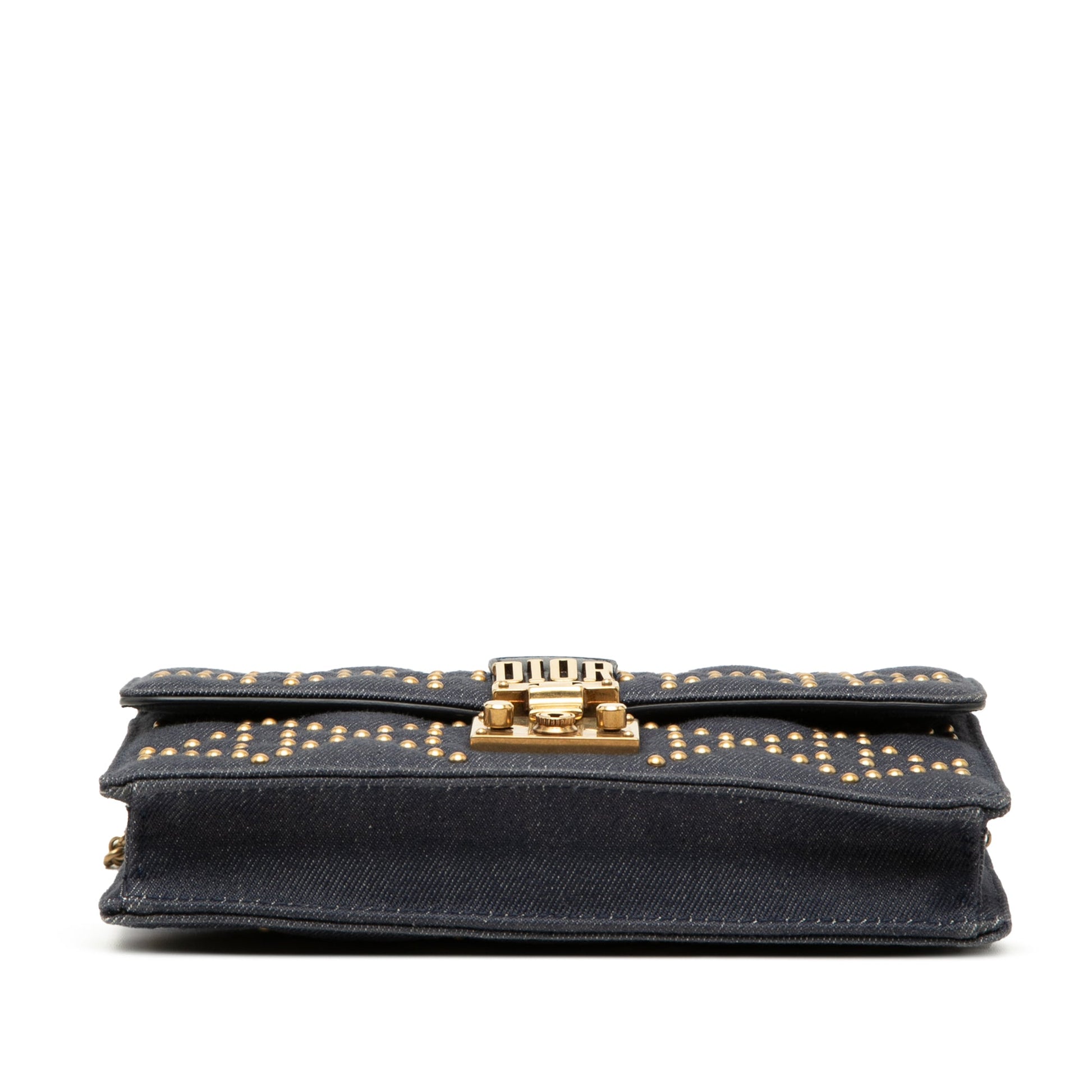 Dior Denim Cannage Studded DiorAddict Wallet on Chain
