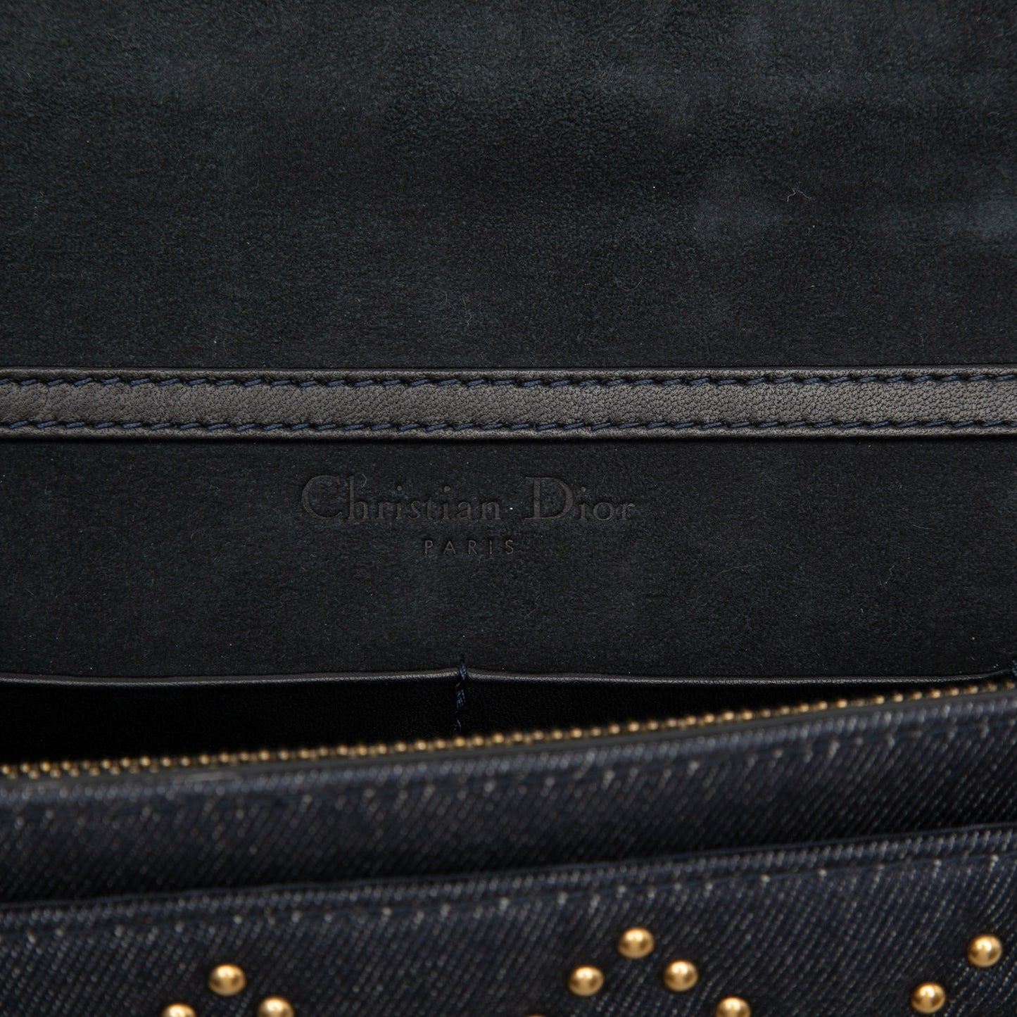 Dior Denim Cannage Studded DiorAddict Wallet on Chain