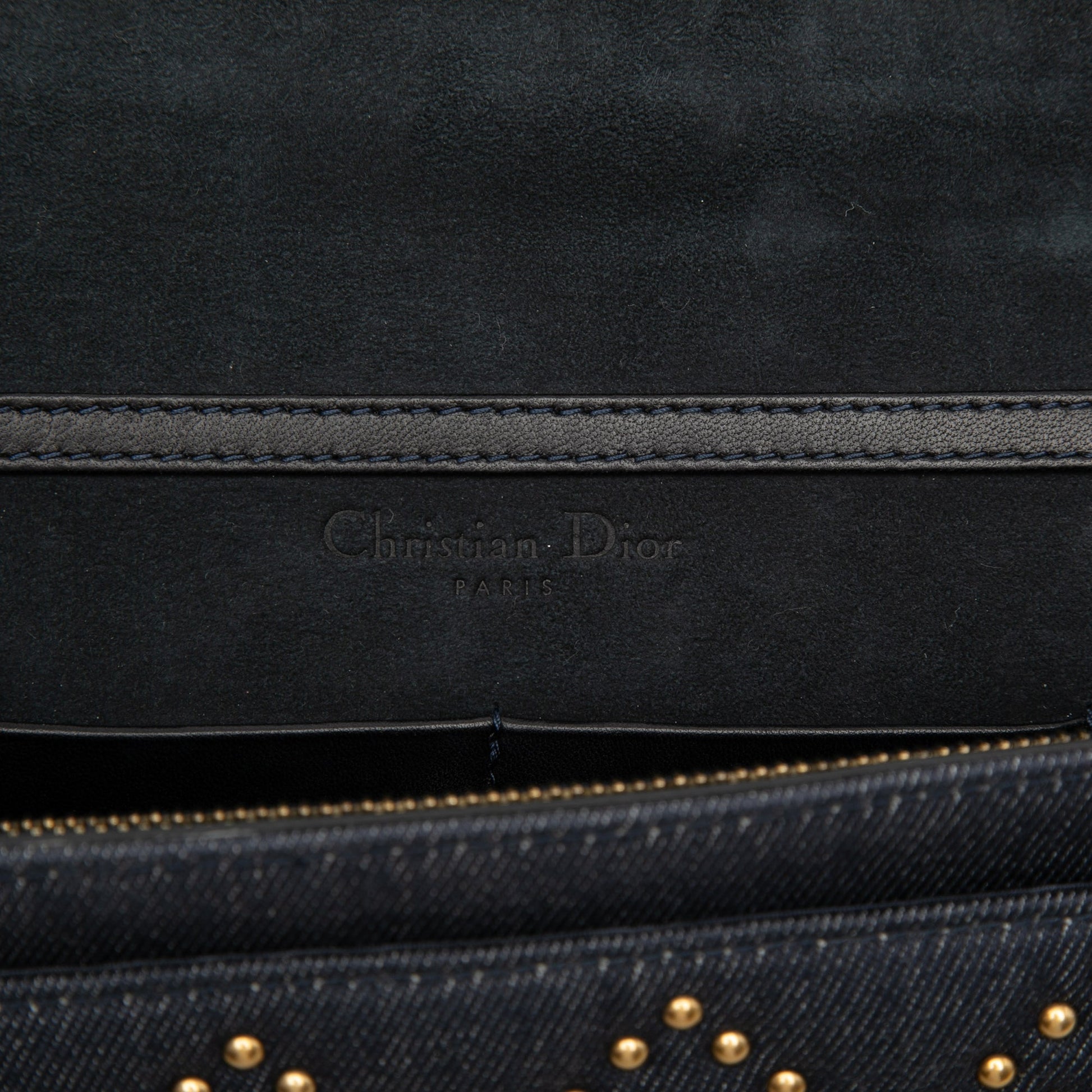 Dior Denim Cannage Studded DiorAddict Wallet on Chain