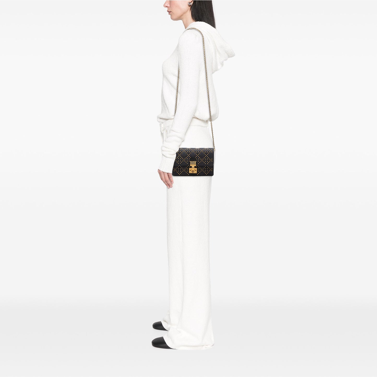 Dior Denim Cannage Studded DiorAddict Wallet on Chain