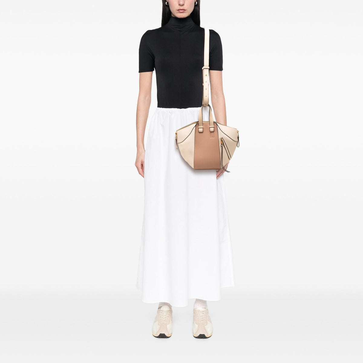 LOEWE Small Bicolor Leather Hammock Satchel