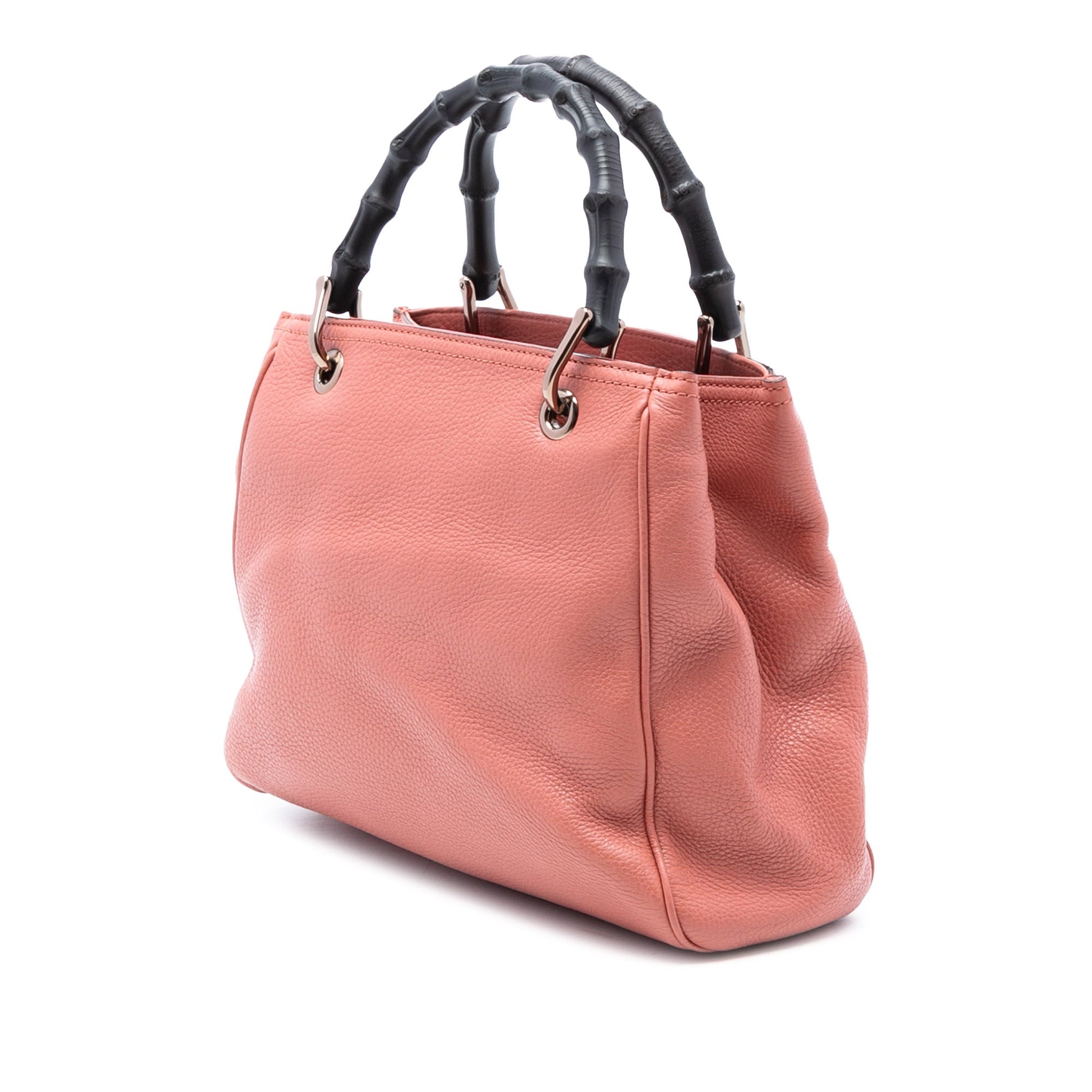 Small Calfskin Bamboo Shopper Satchel