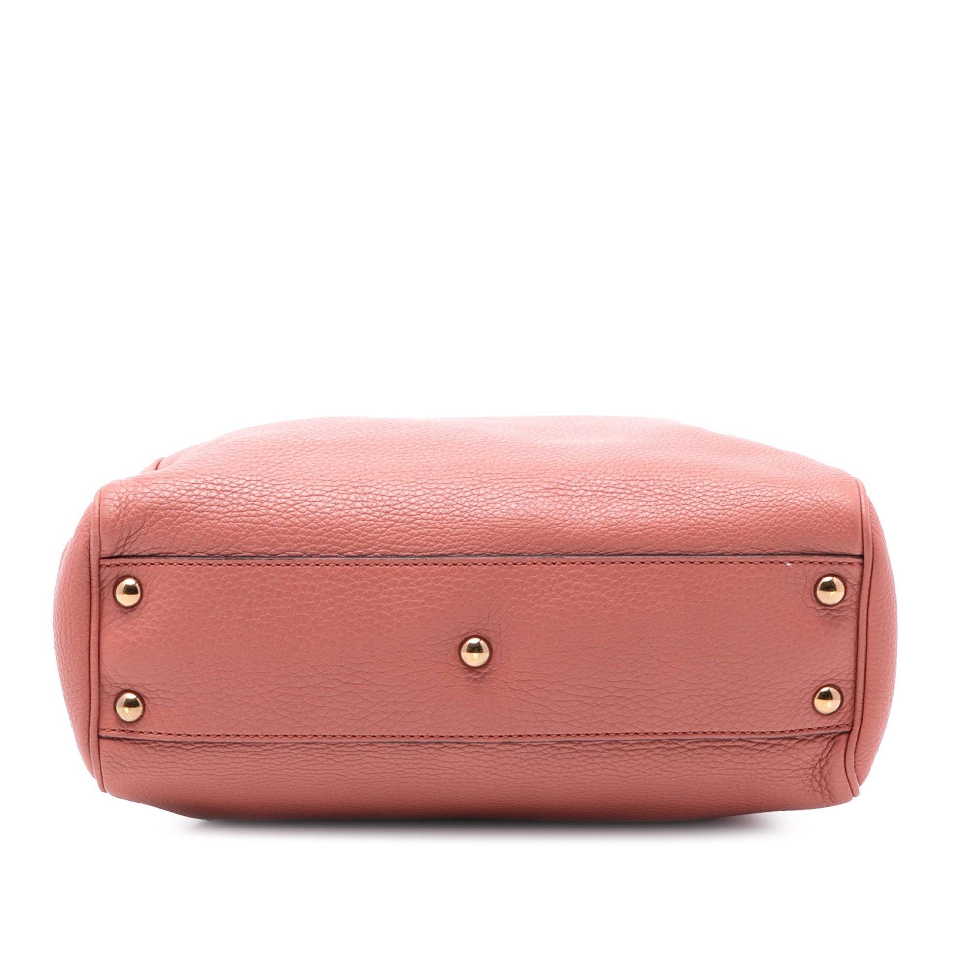 Small Calfskin Bamboo Shopper Satchel