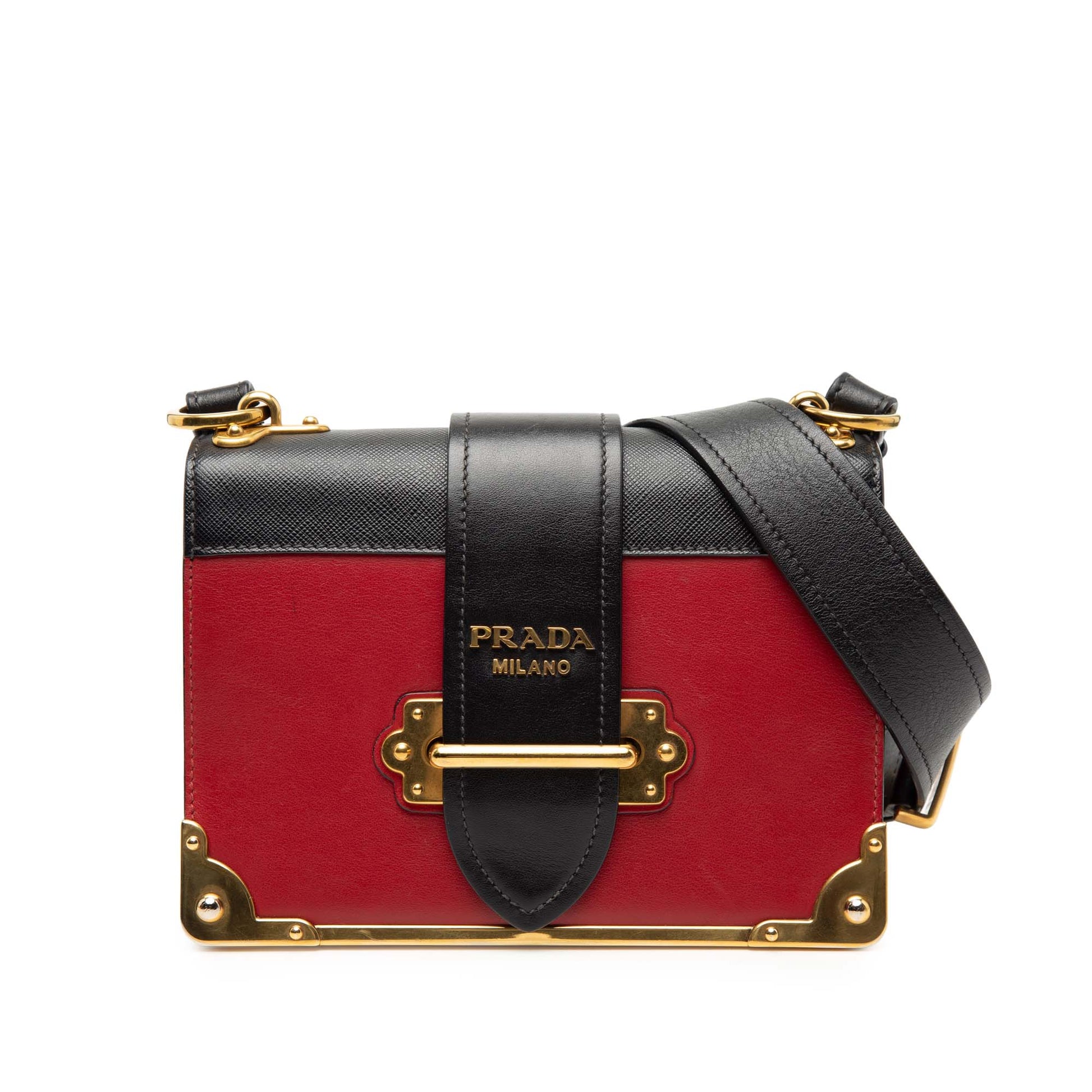 Prada Saffiano Trimmed City Calf Cahier Crossbody