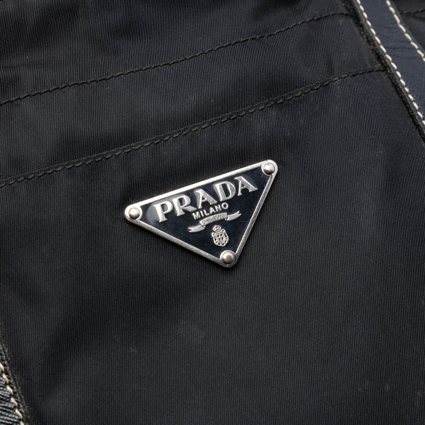 Prada Saffiano Trimmed Tessuto Tote