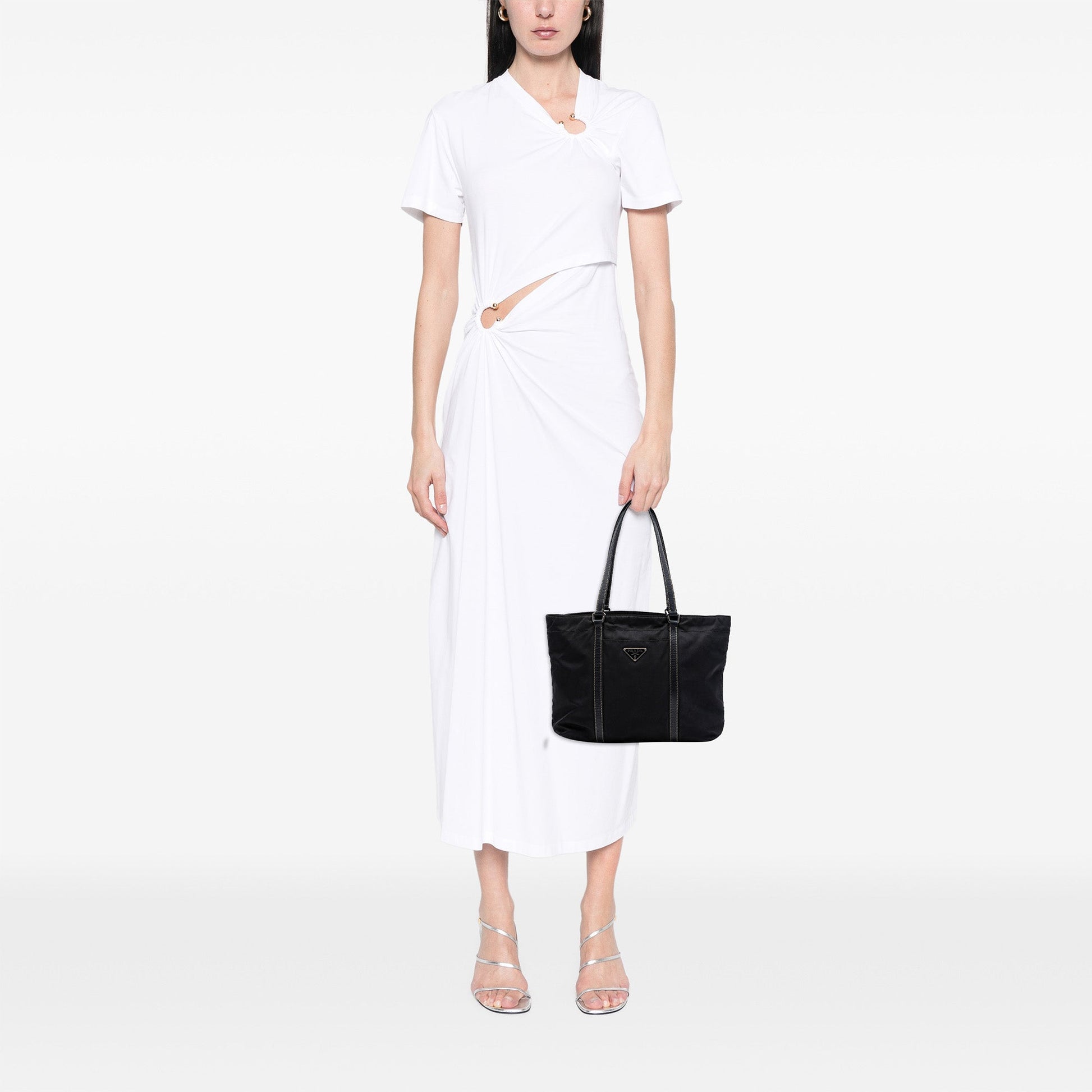 Prada Saffiano Trimmed Tessuto Tote