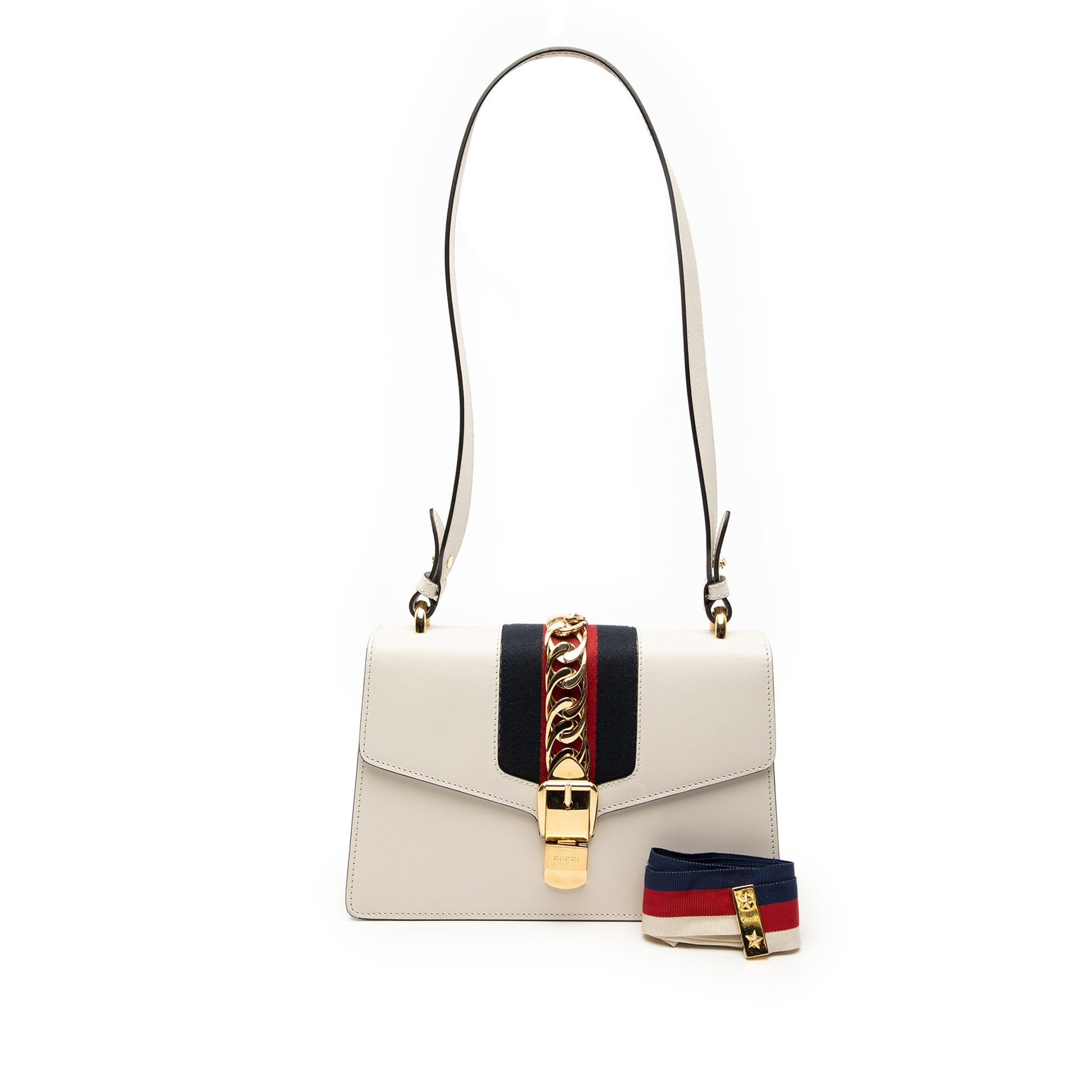 Small Leather Sylvie Web Satchel