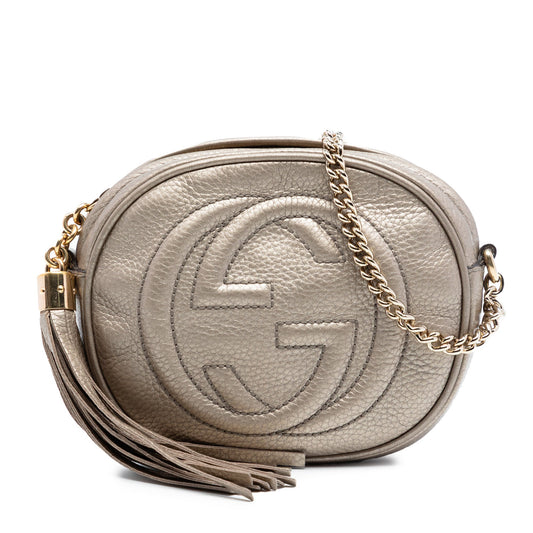 Mini Metallic Pebbled Calfskin Soho Chain Crossbody