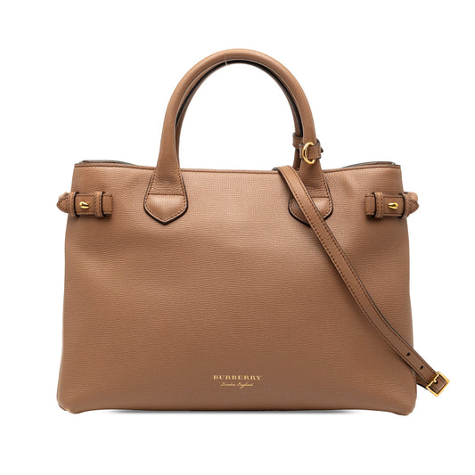 Burberry Medium Leather and House Check Banner Satchel