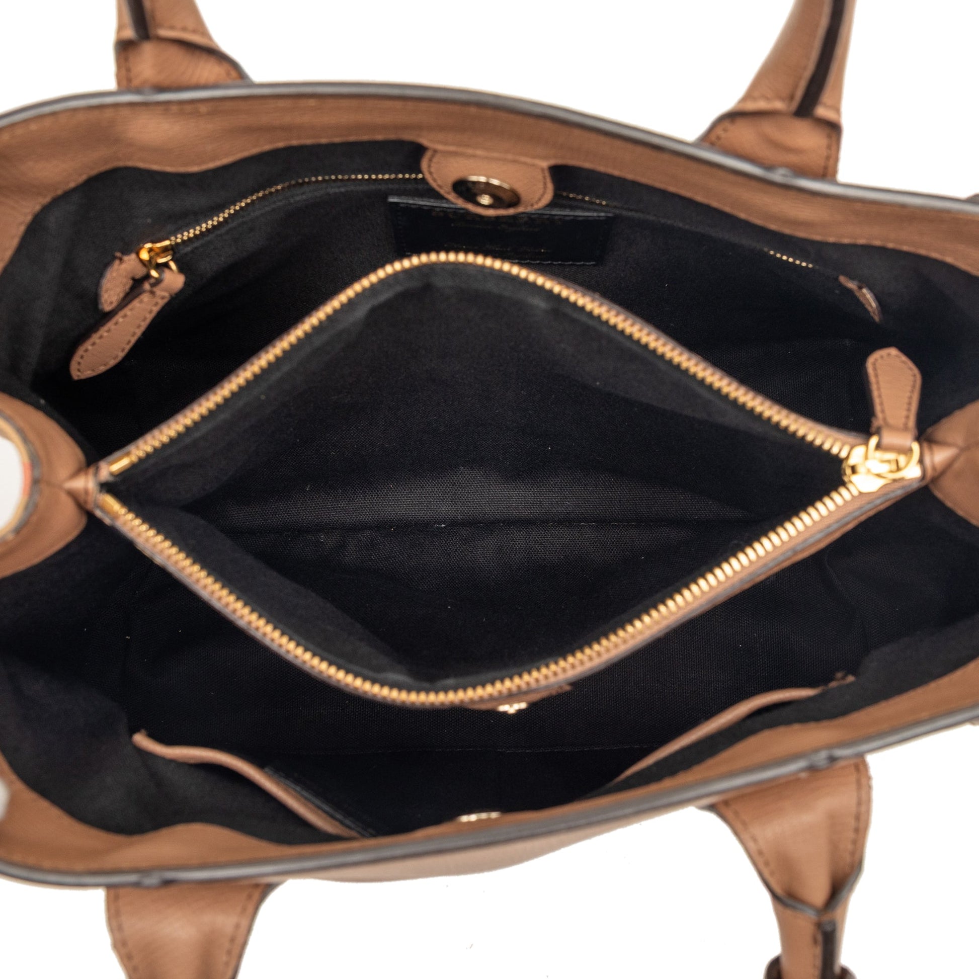 Burberry Medium Leather and House Check Banner Satchel