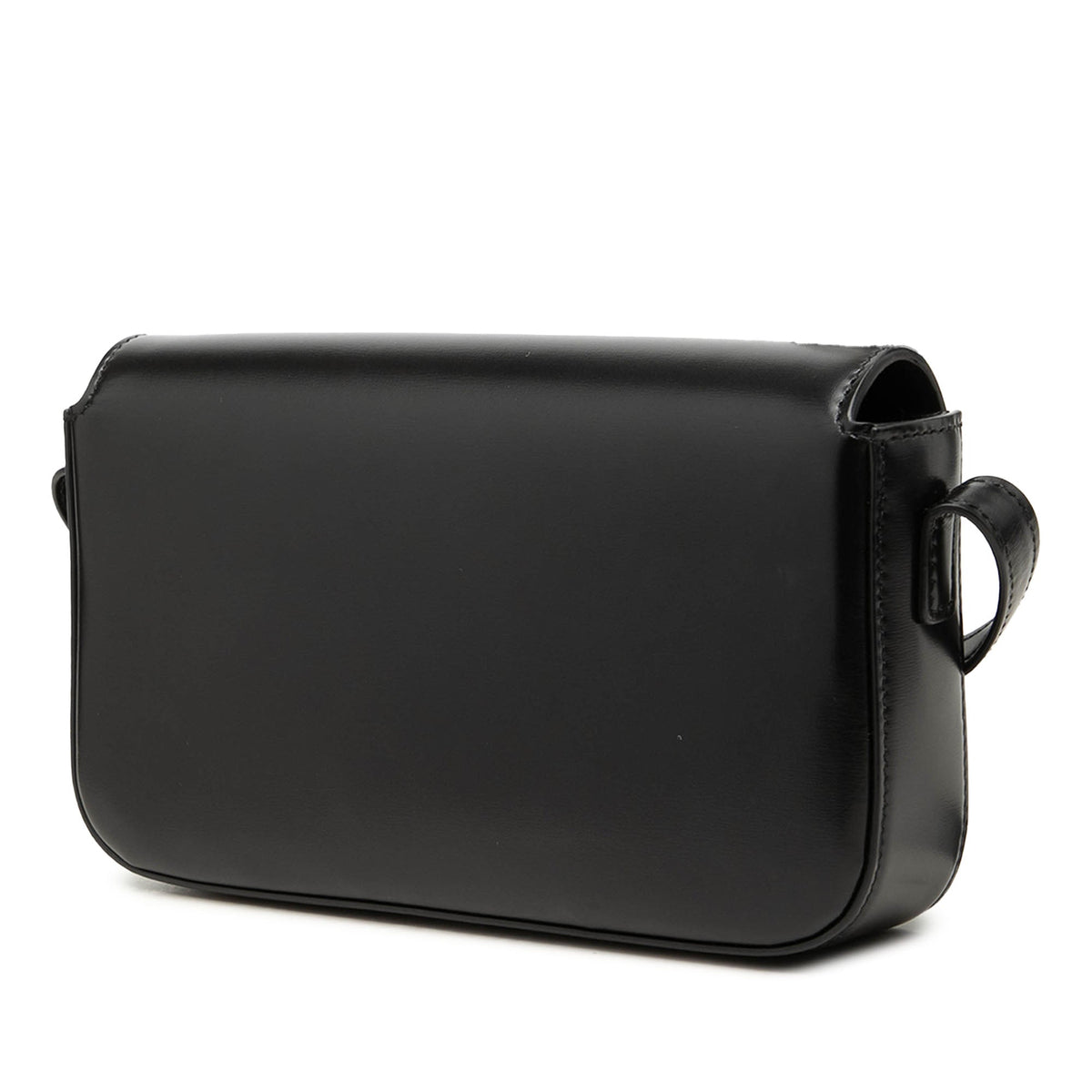 Celine Shiny Calfskin Triomphe Claude Shoulder Bag — Black