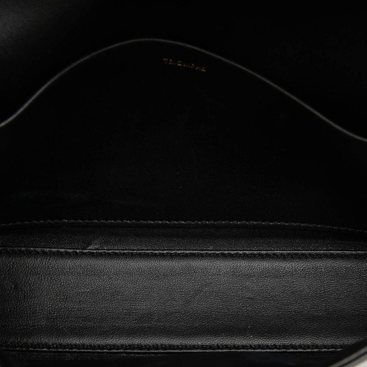 Celine Shiny Calfskin Triomphe Claude Shoulder Bag — Black