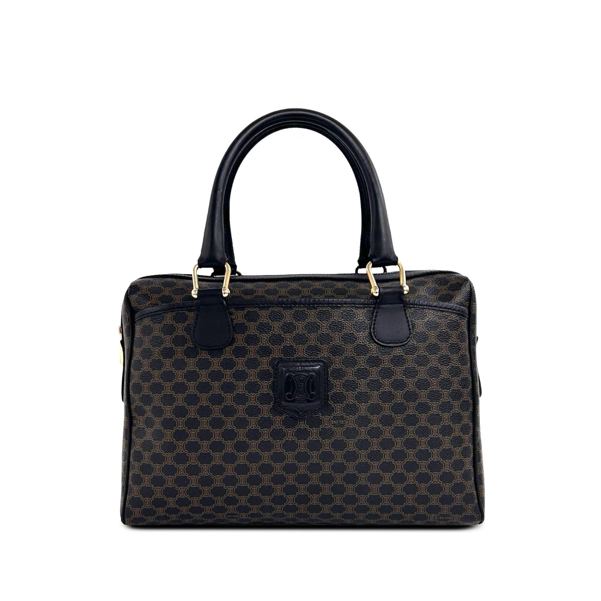 Celine Macadam Coated Canvas Boston Bag — Brown