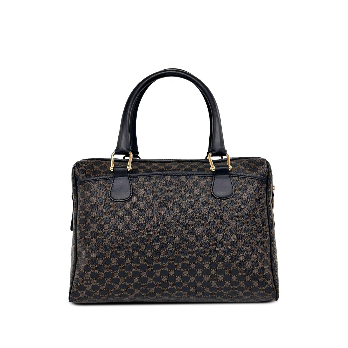 Celine Macadam Coated Canvas Boston Bag — Brown