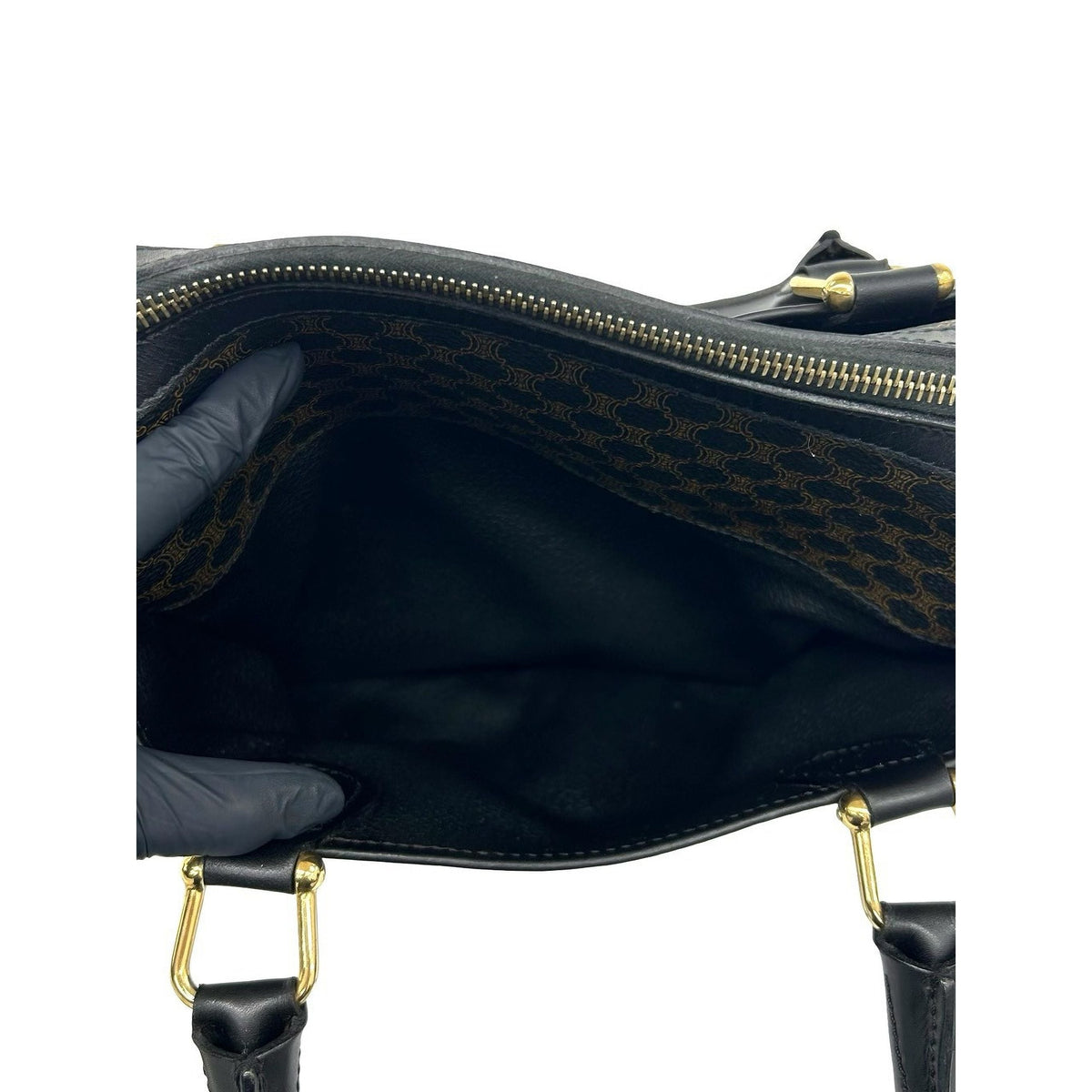 Celine Macadam Coated Canvas Boston Bag — Brown