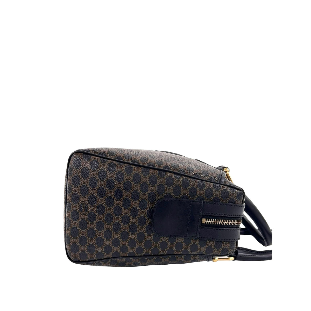 Celine Macadam Coated Canvas Boston Bag — Brown