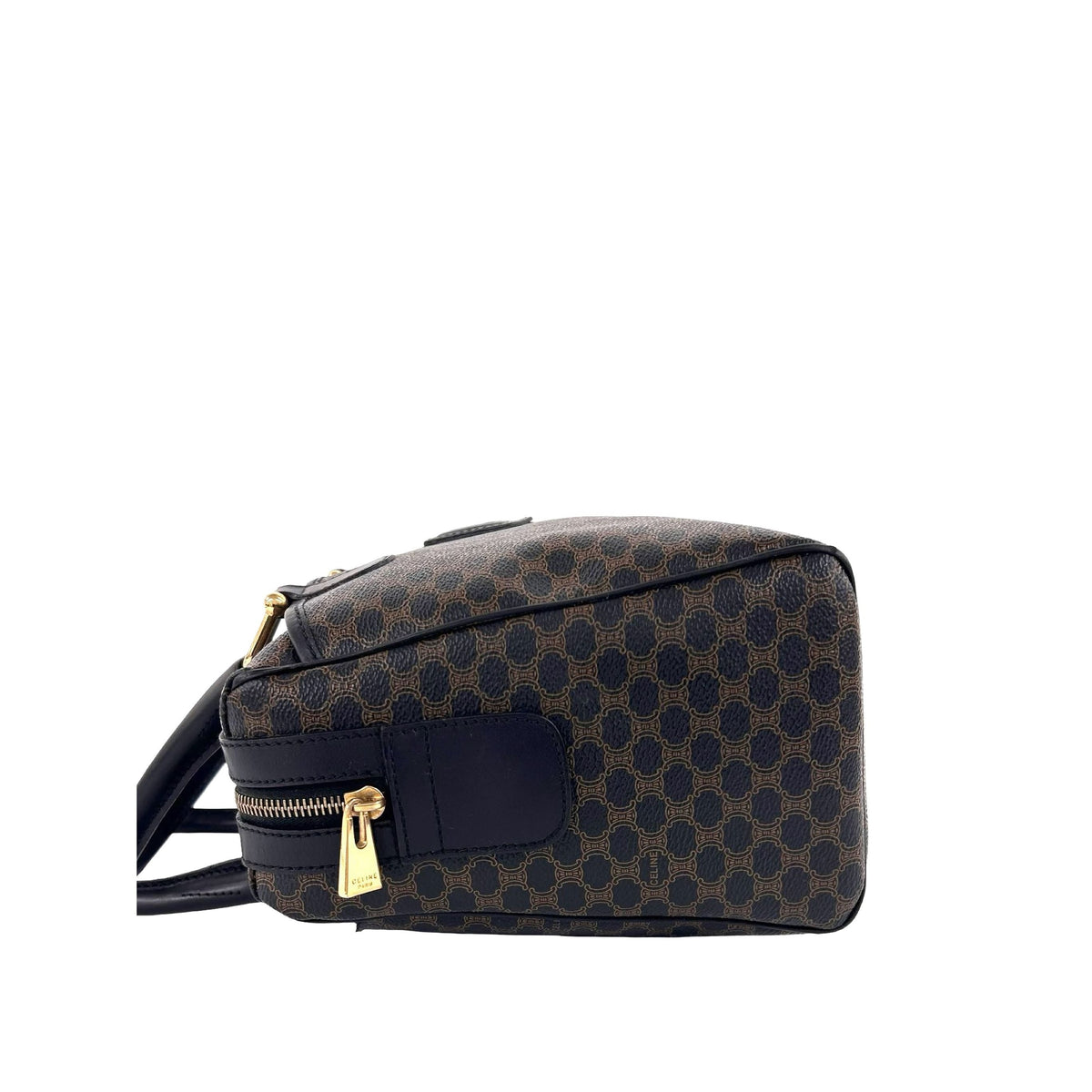Celine Macadam Coated Canvas Boston Bag — Brown