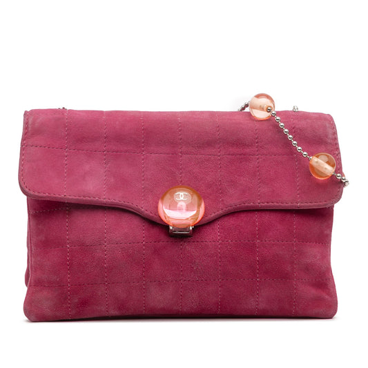 Chanel CC Choco Bar Suede Beaded Chain Flap